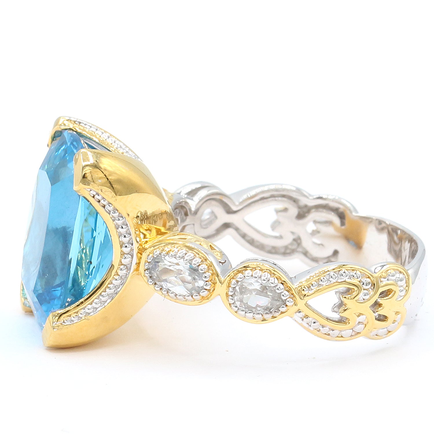 Limited Edition Gems en Vogue One-of-a-Kind 12.40ctw Super Swiss Blue Topaz & White Zircon Ring