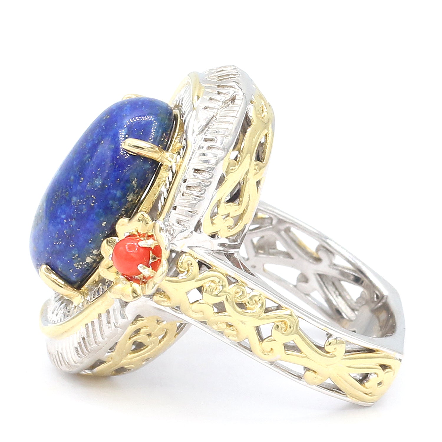 Gems en Vogue Lapis & Red Coral Ring