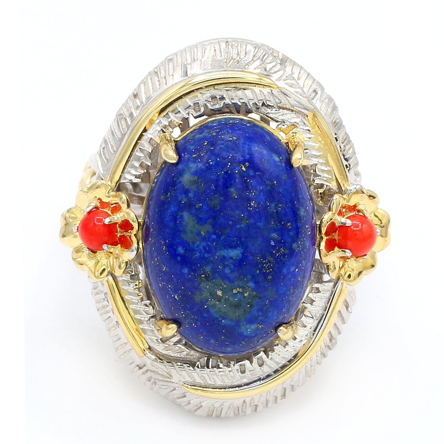 Gems en Vogue Lapis & Red Coral Ring