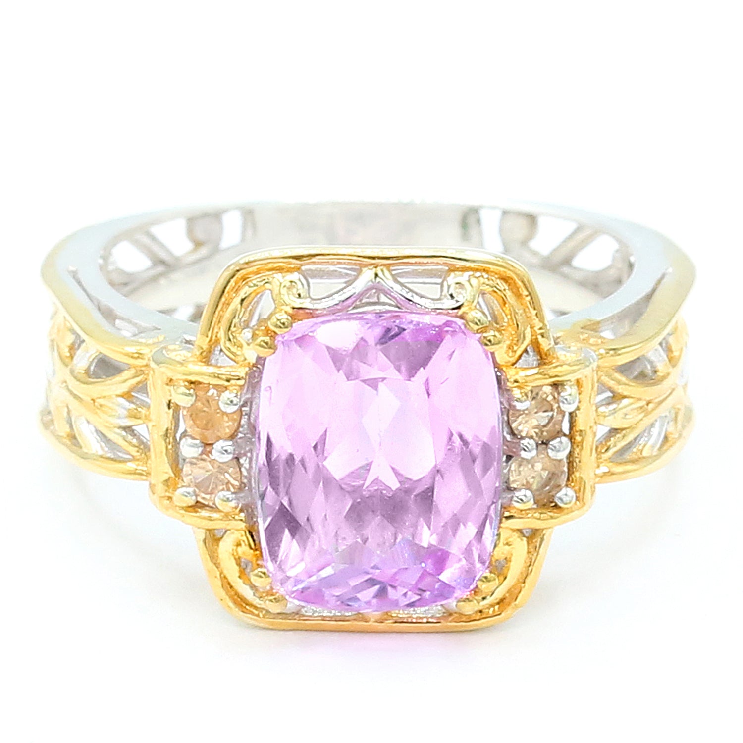 Gems en Vogue 4.17ctw Kunzite & Spessartite Garnet Ring