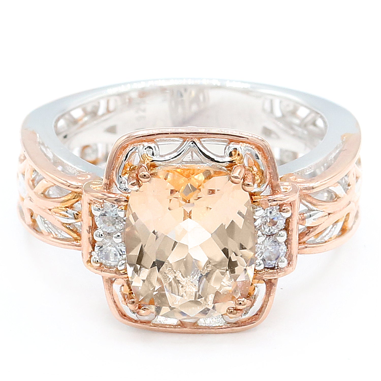 Gems en Vogue 3.70ctw Morganite Color Topaz & White Zircon Ring