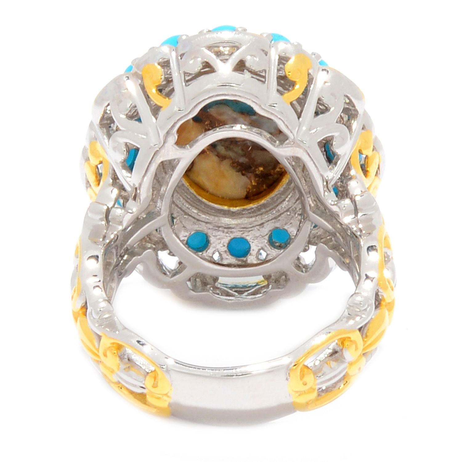 Gems en Vogue Spiny Oyster Turquoise & Sleeping Beauty Turquoise Halo Ring