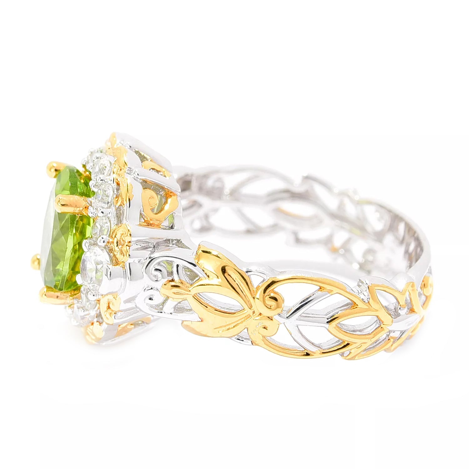 Gems en Vogue 2.82ctw Peridot & White Zircon Ring