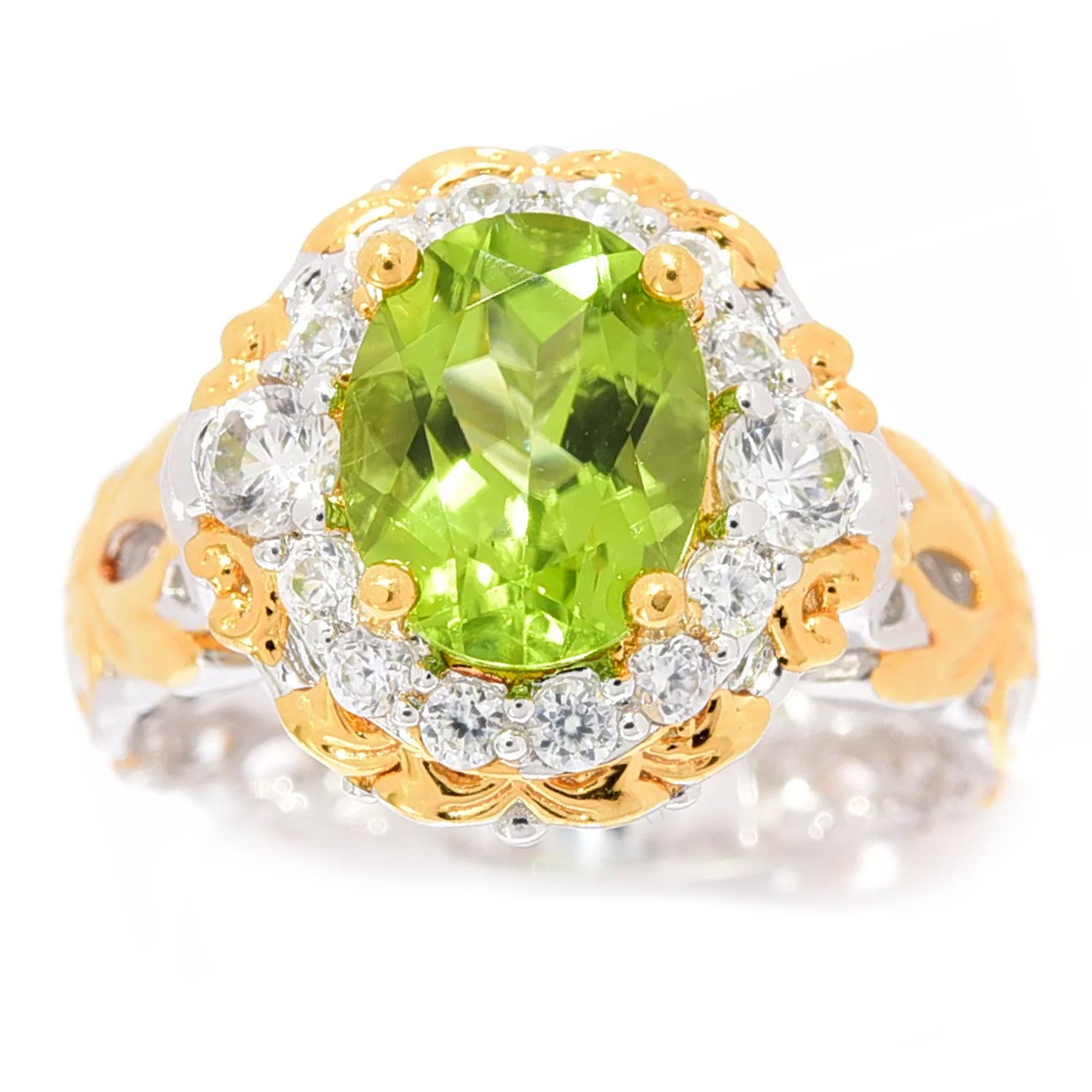 Gems en Vogue 2.82ctw Peridot & White Zircon Ring