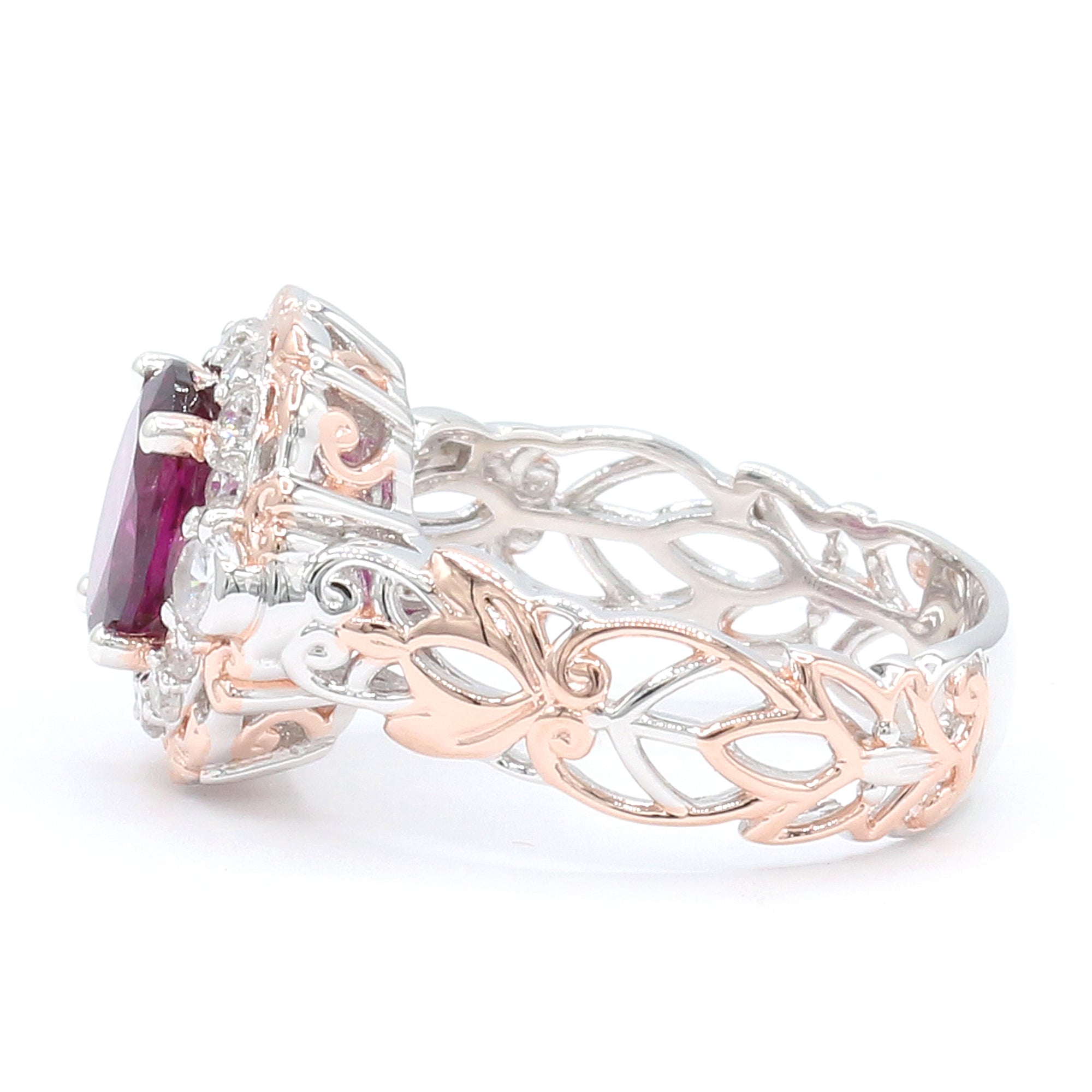 Bague Gems en Vogue en argent plaqué palladium 24 carats, grenat hessonite et zircon blanc de 6,73 carats