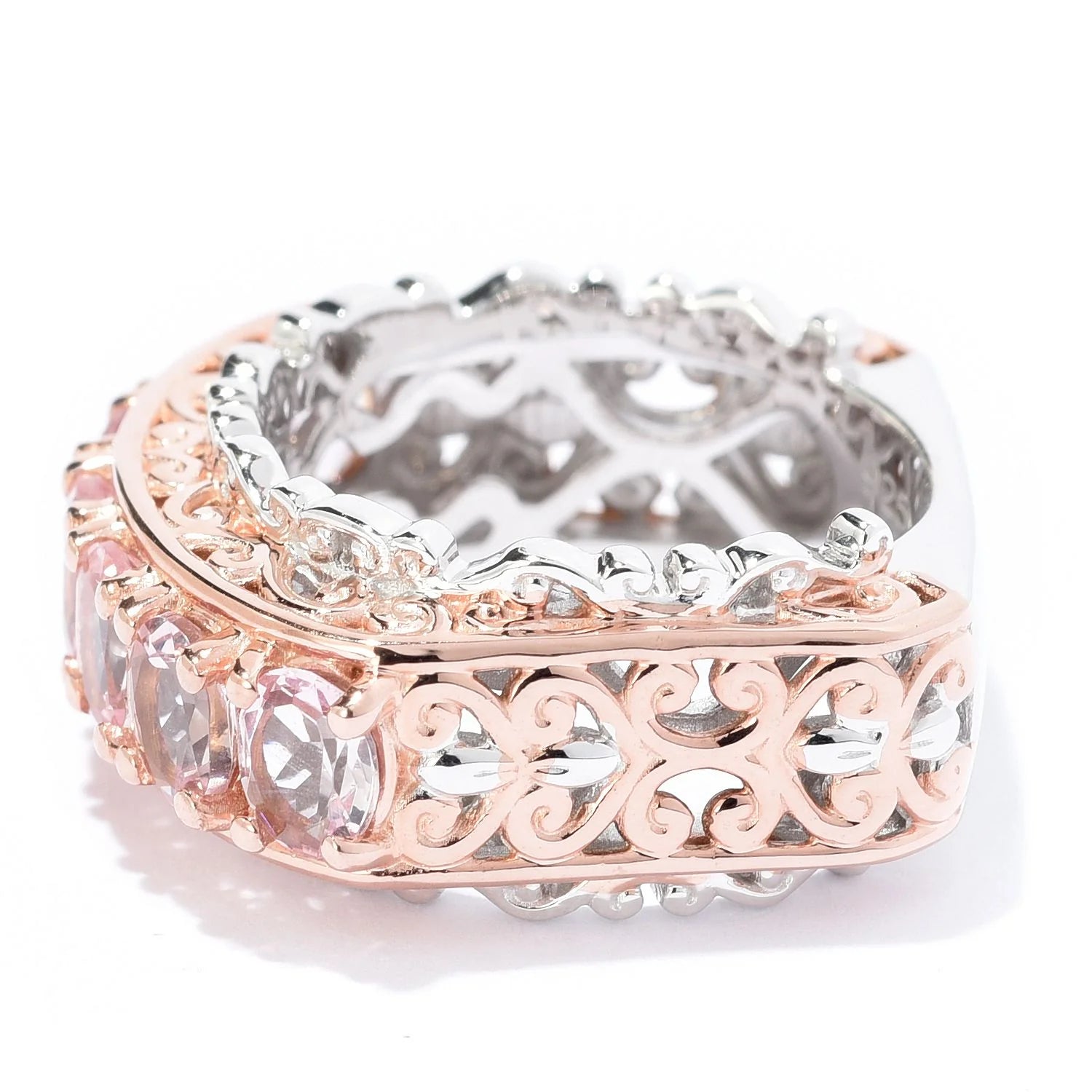 Gems en Vogue 2.24ctw Morganite 7-Stone Band Ring