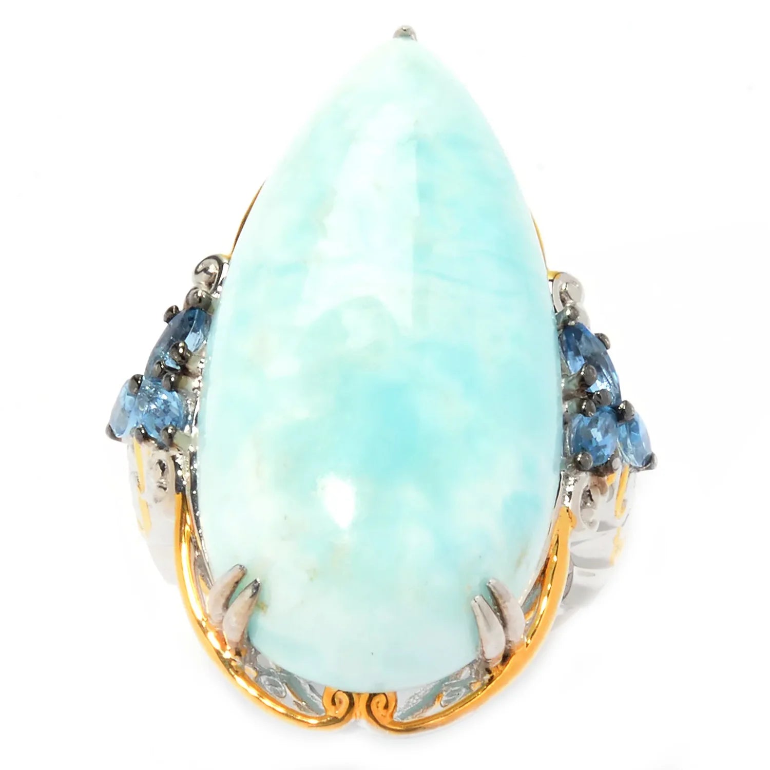 Gems en Vogue Larimar & Tanzanian Aquamarine Ring