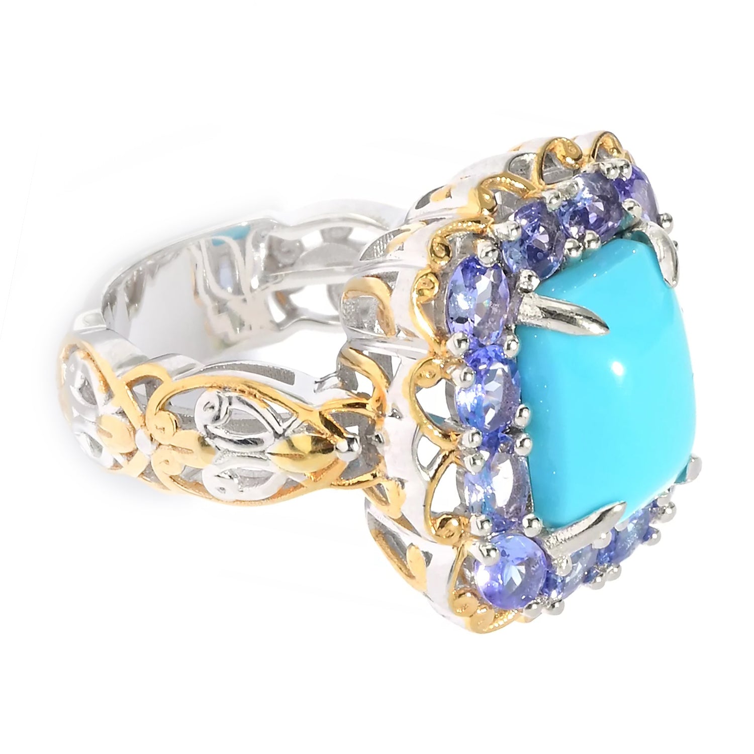 Gems en Vogue Sleeping Beauty Turquoise & Tanzanite Halo Ring