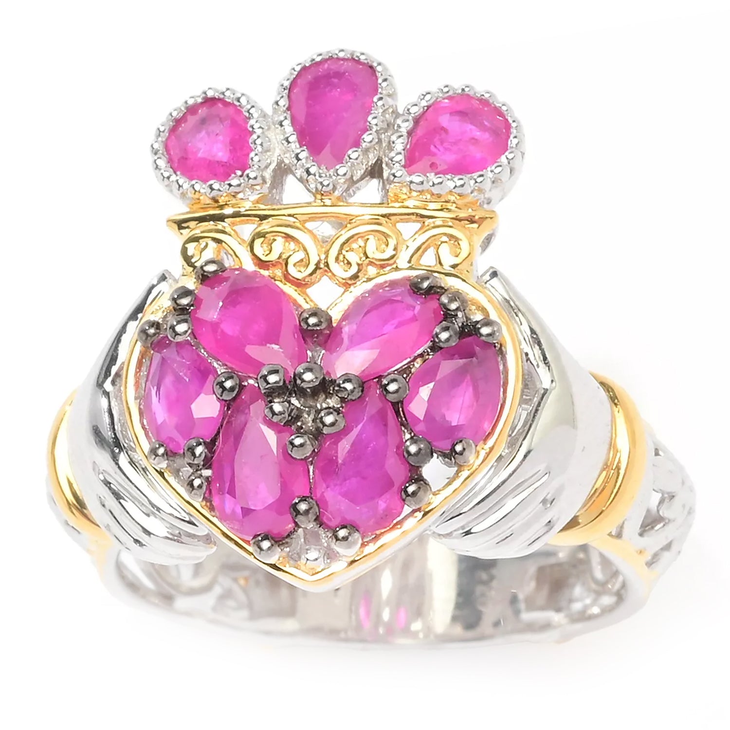 Gems en Vogue 2.15ctw Ruby Claddagh Ring