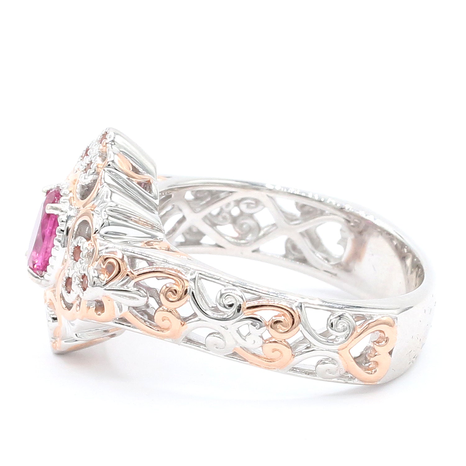 Gems en Vogue 0.83ctw Rubellite & Padparadscha Sapphire Ring