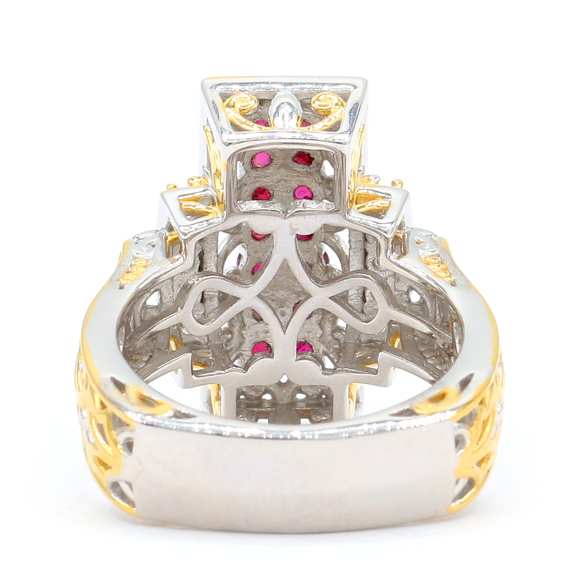 Gems en Vogue 24K Palladium Silver 1.38ctw Ruby & White Zircon Ring