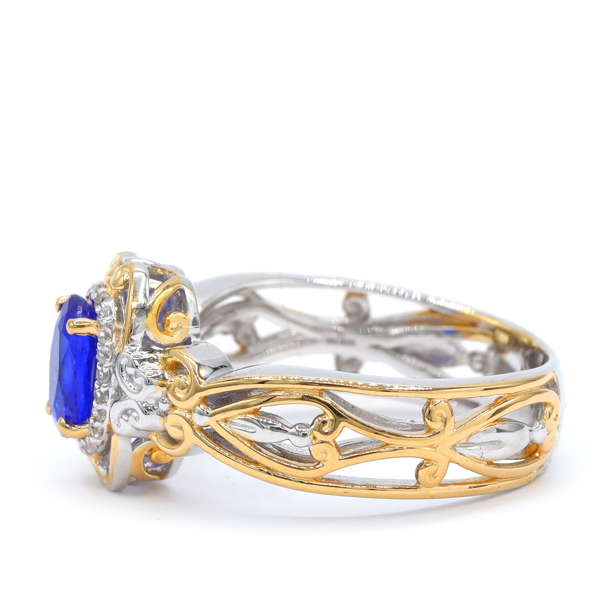 Gems en Vogue One-of-a-Kind 24K Palladium Silver 1.10ctw Cobalt Blue Spinel & White Zircon Ring