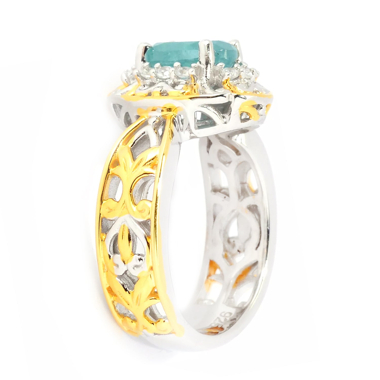 Gems en Vogue 1.63ctw Faceted Grandidierite & White Zircon Ring