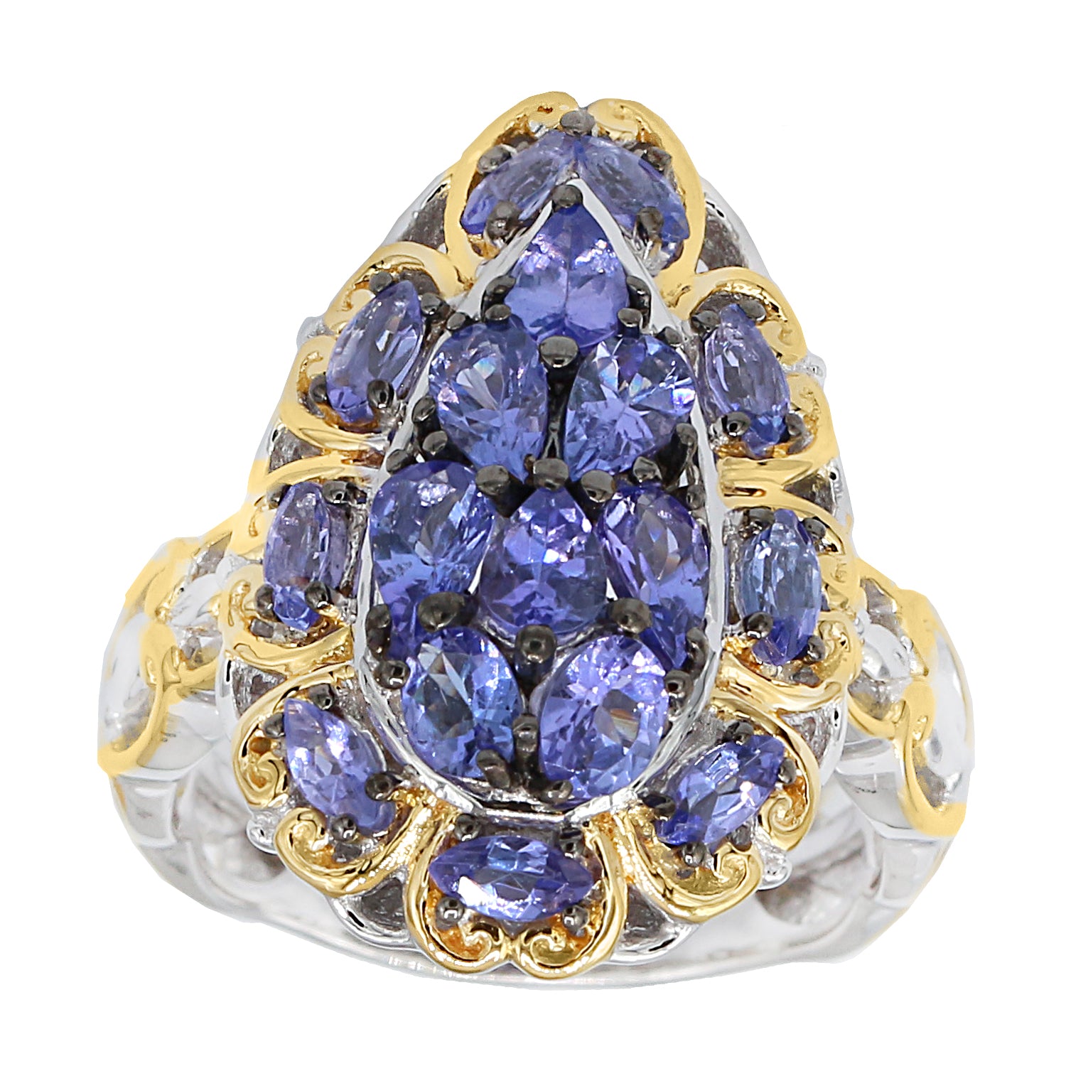 Gems en Vogue 2.45ctw Tanzanite Cluster Ring