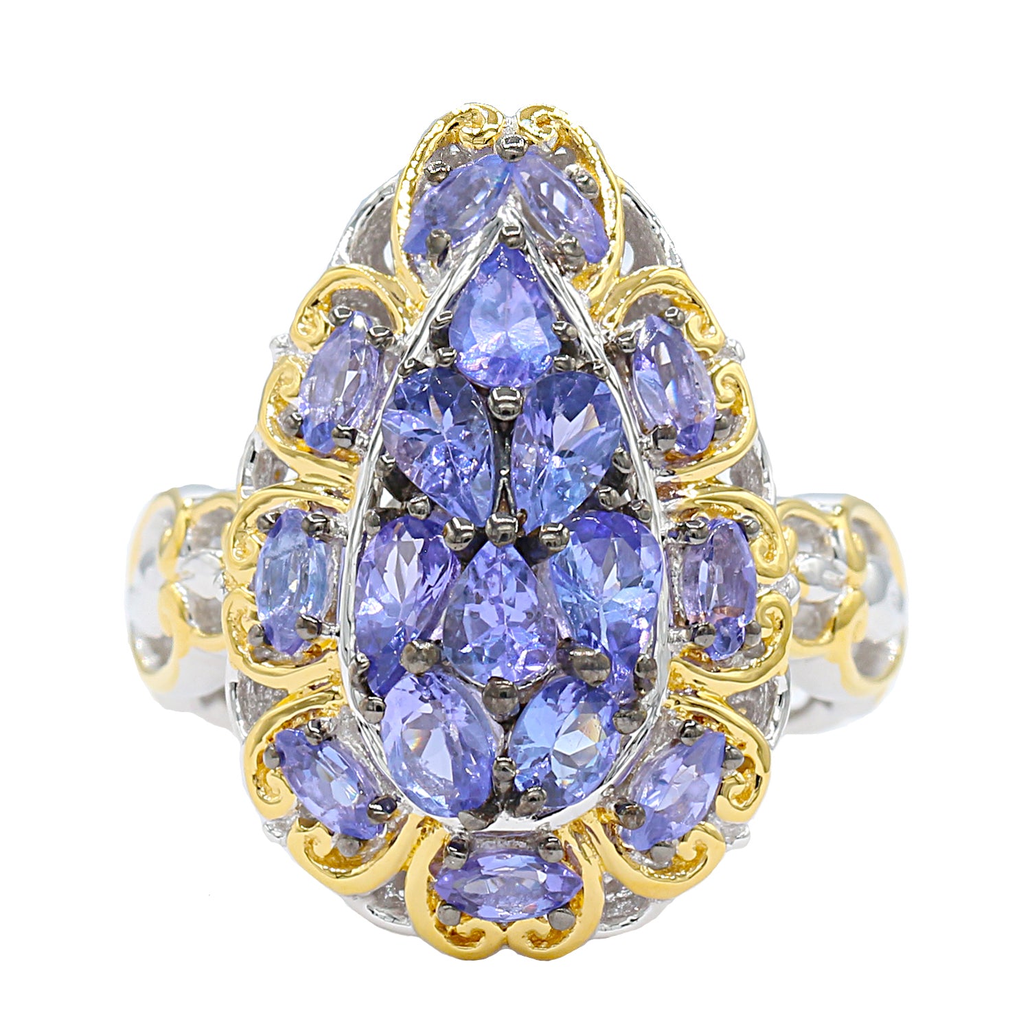 Gems en Vogue 2.45ctw Tanzanite Cluster Ring