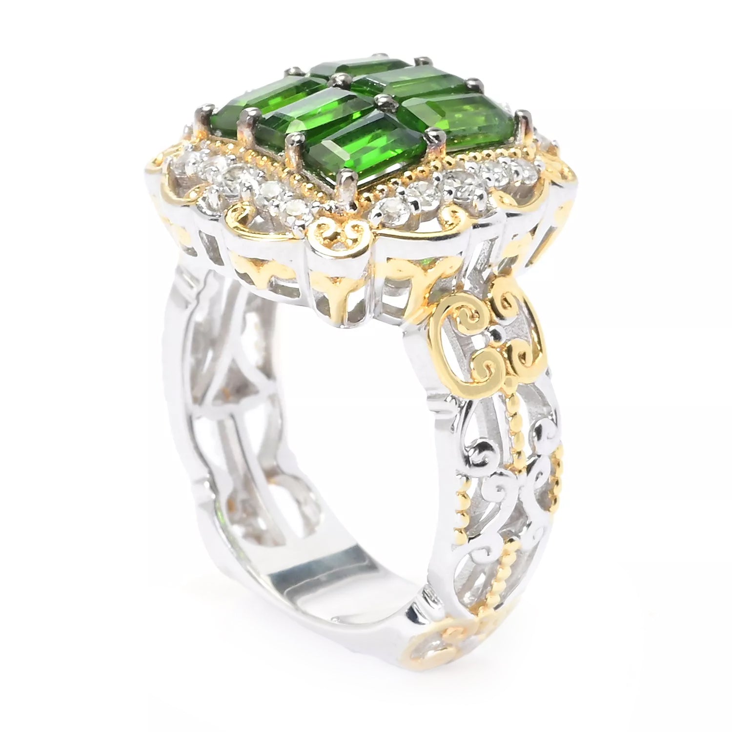 Gems en Vogue 2.85ct Chrome Diopside & White Zircon Ring