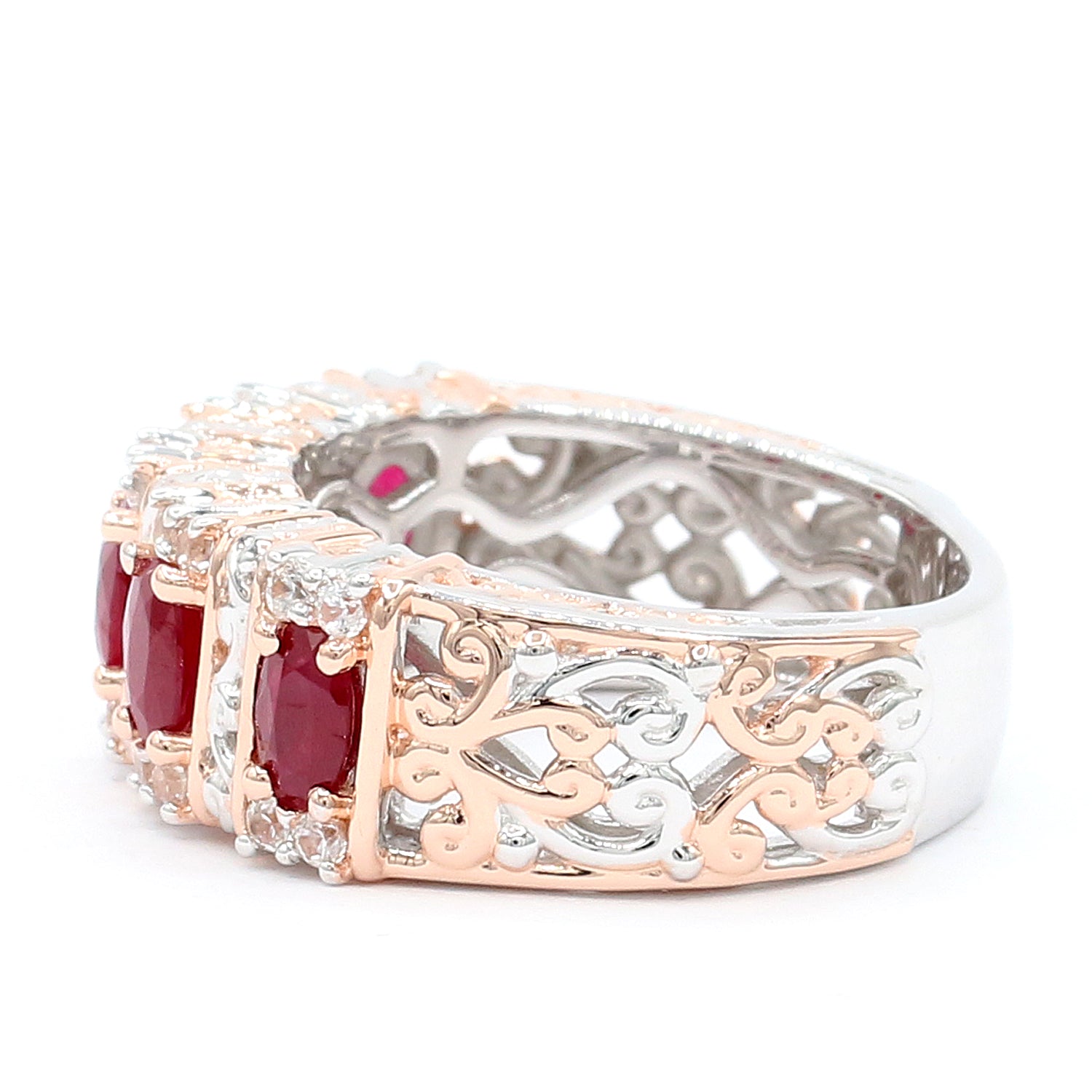 Gems en Vogue 1.80ctw Ruby & White Zircon Ring