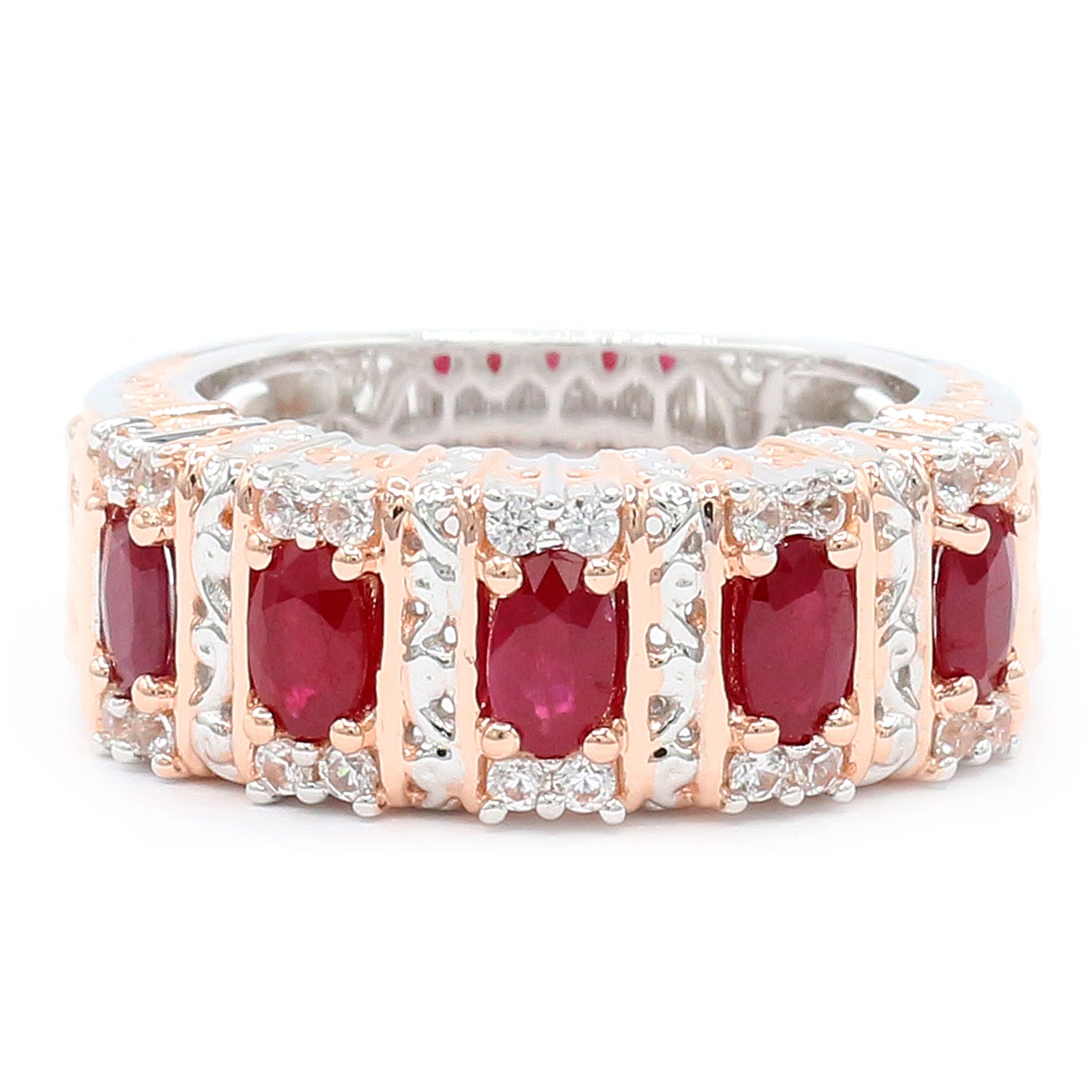 Gems en Vogue 1.80ctw Ruby & White Zircon Ring