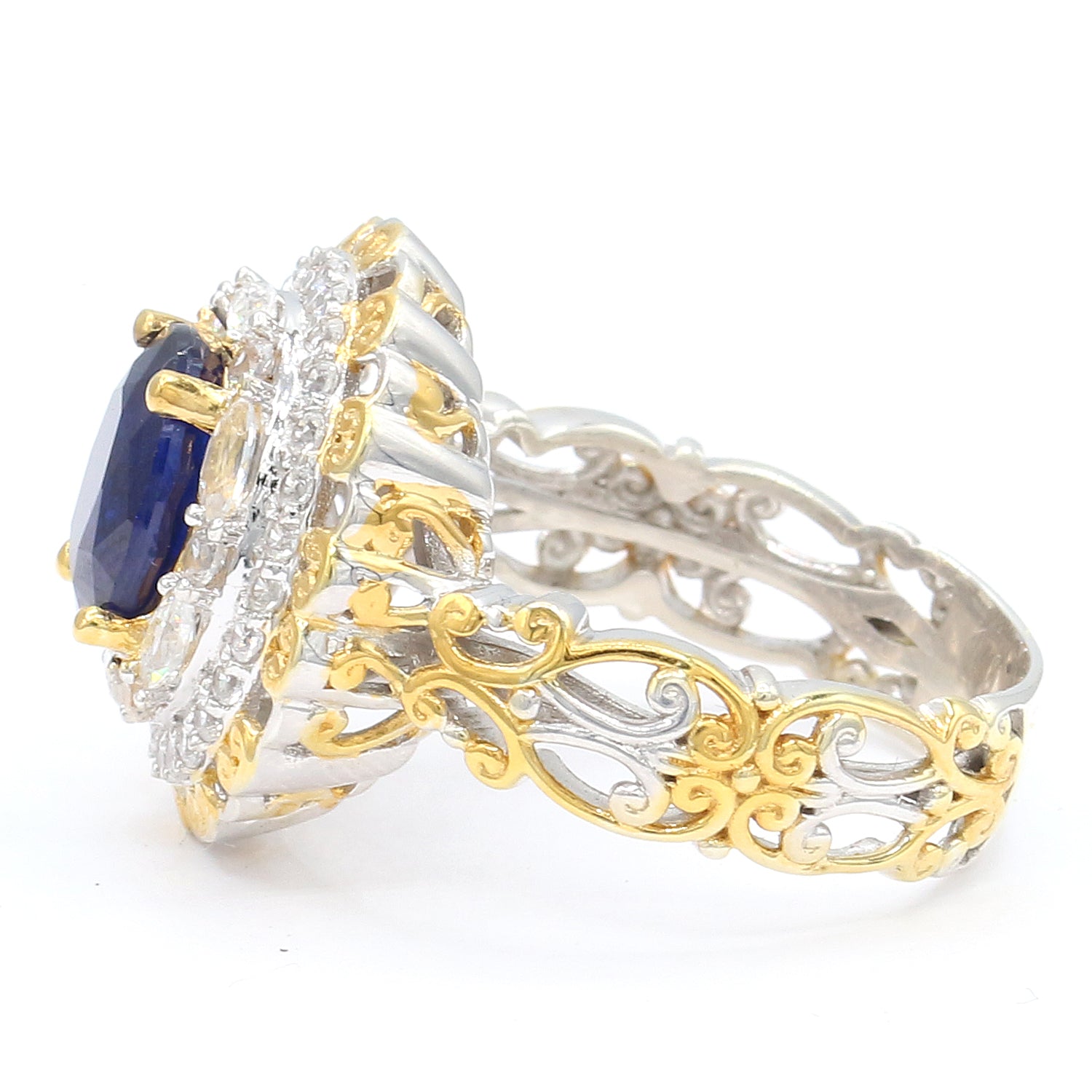 Gems en Vogue 5.11ctw Cobalt Blue Spinel & White Zircon Ring