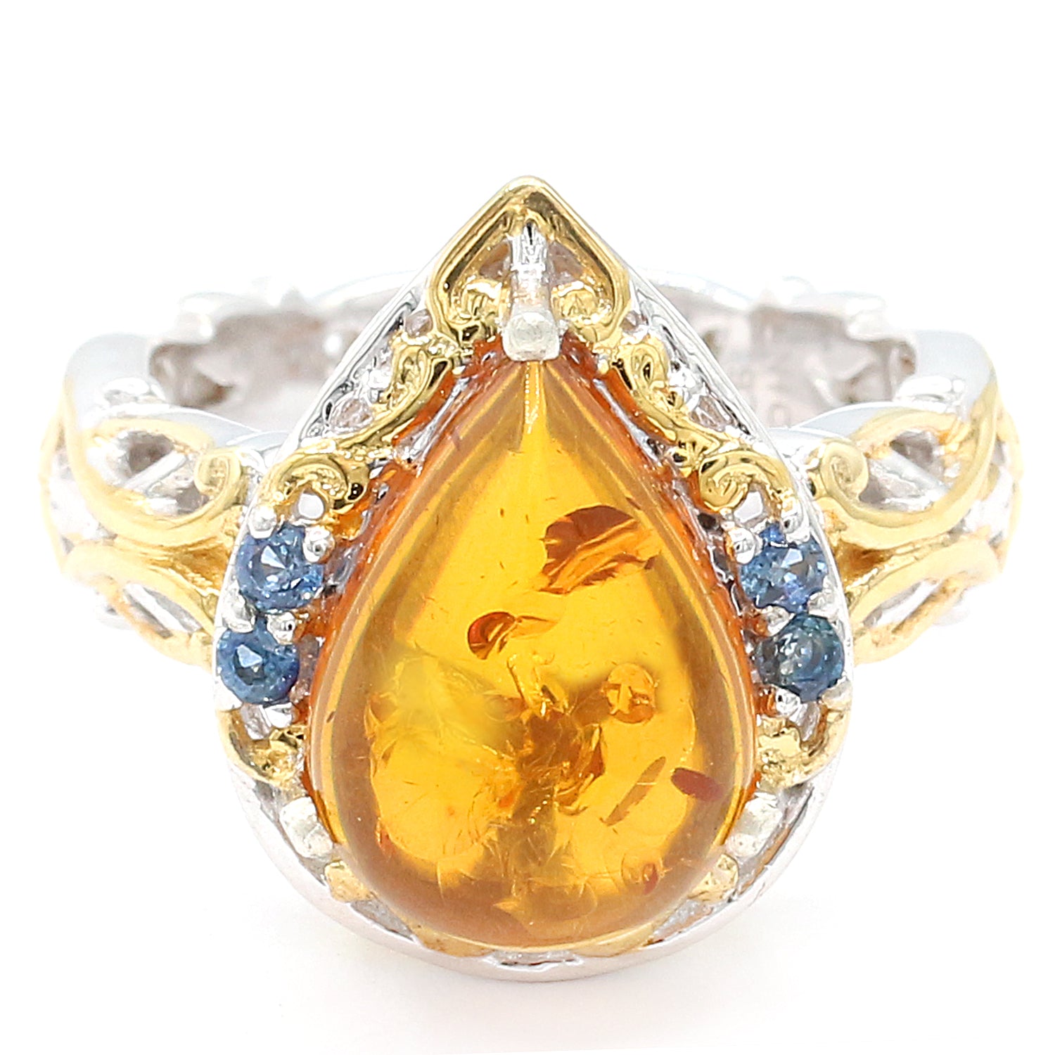 Gems en Vogue Amber & Blue Sapphire Ring