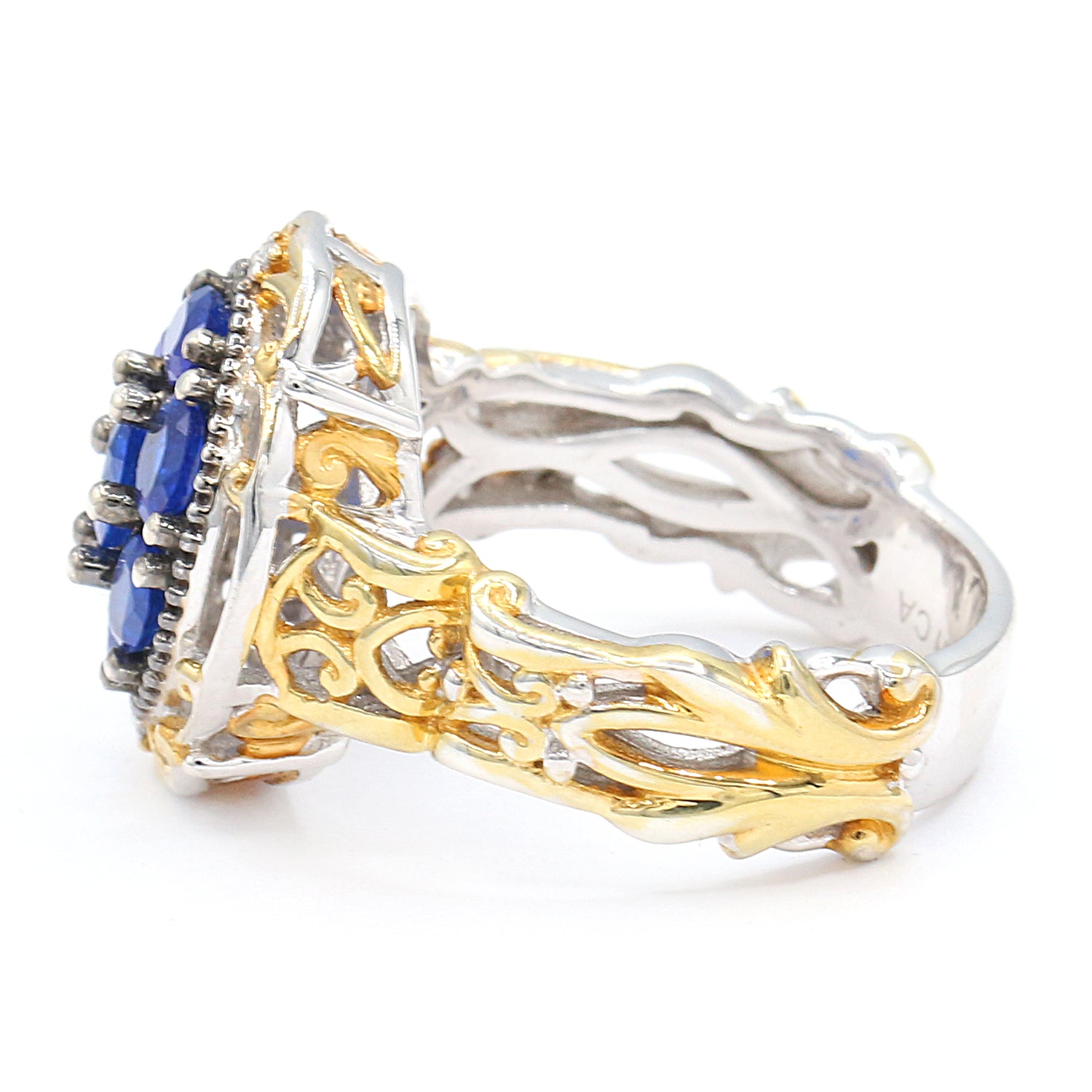 Gems en Vogue 1.89ctw Cobalt Blue Spinel & Diamond Cluster Ring