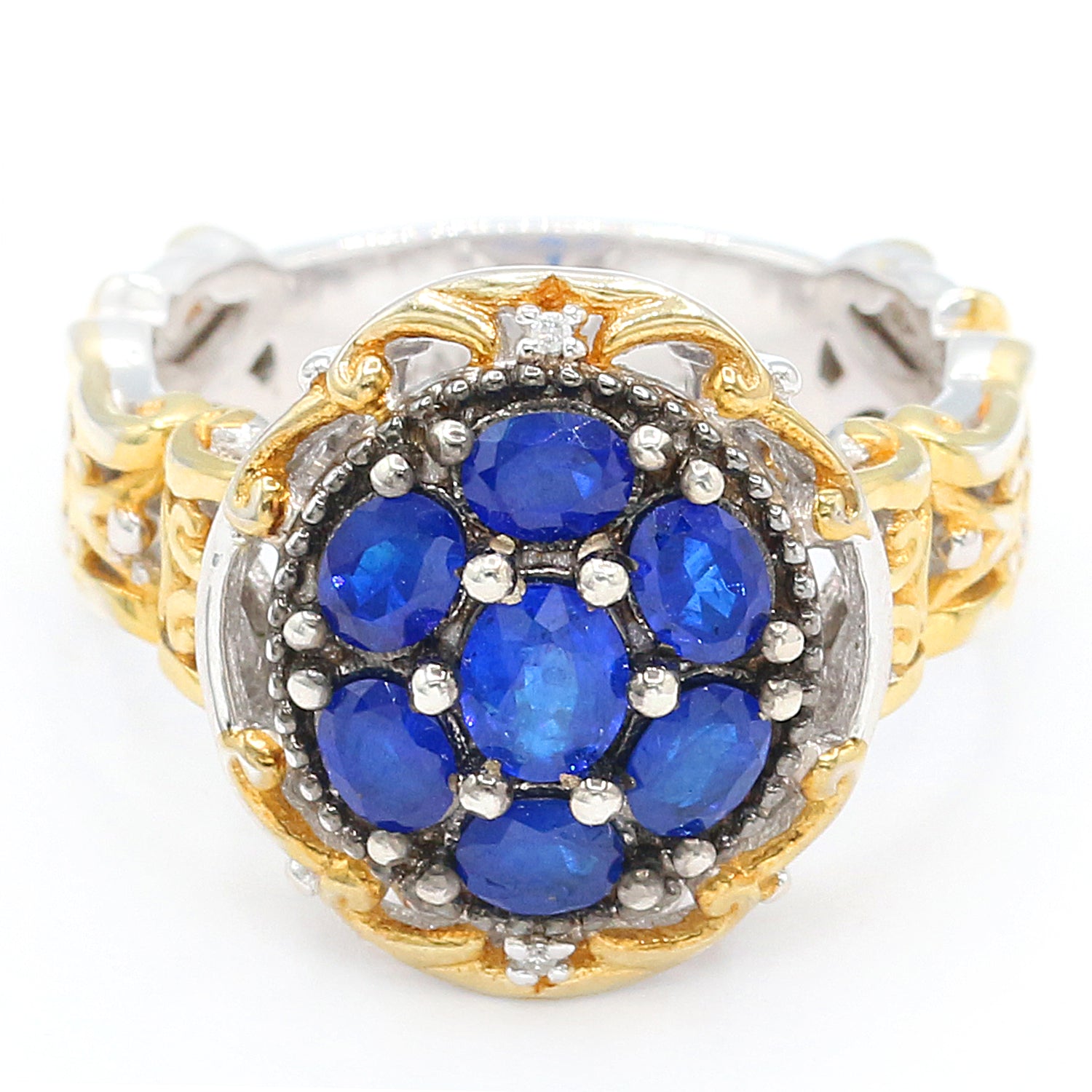 Gems en Vogue 1.89ctw Cobalt Blue Spinel & Diamond Cluster Ring