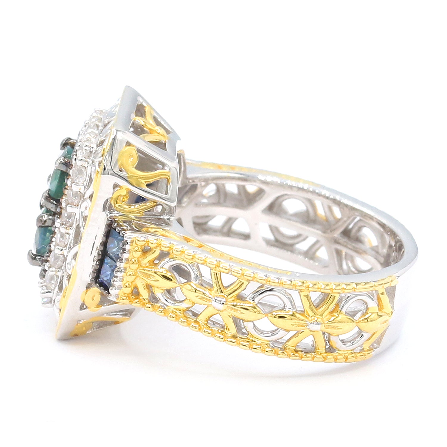 Gems en Vogue 1.68ctw Alexandrite, Mogok Blue Sapphire & White Zircon Ring