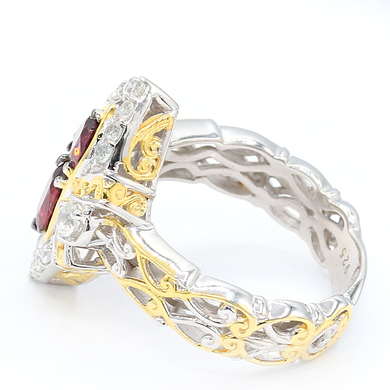 Gems en Vogue 1.77ctw Orange Spinel & White Zircon Ring