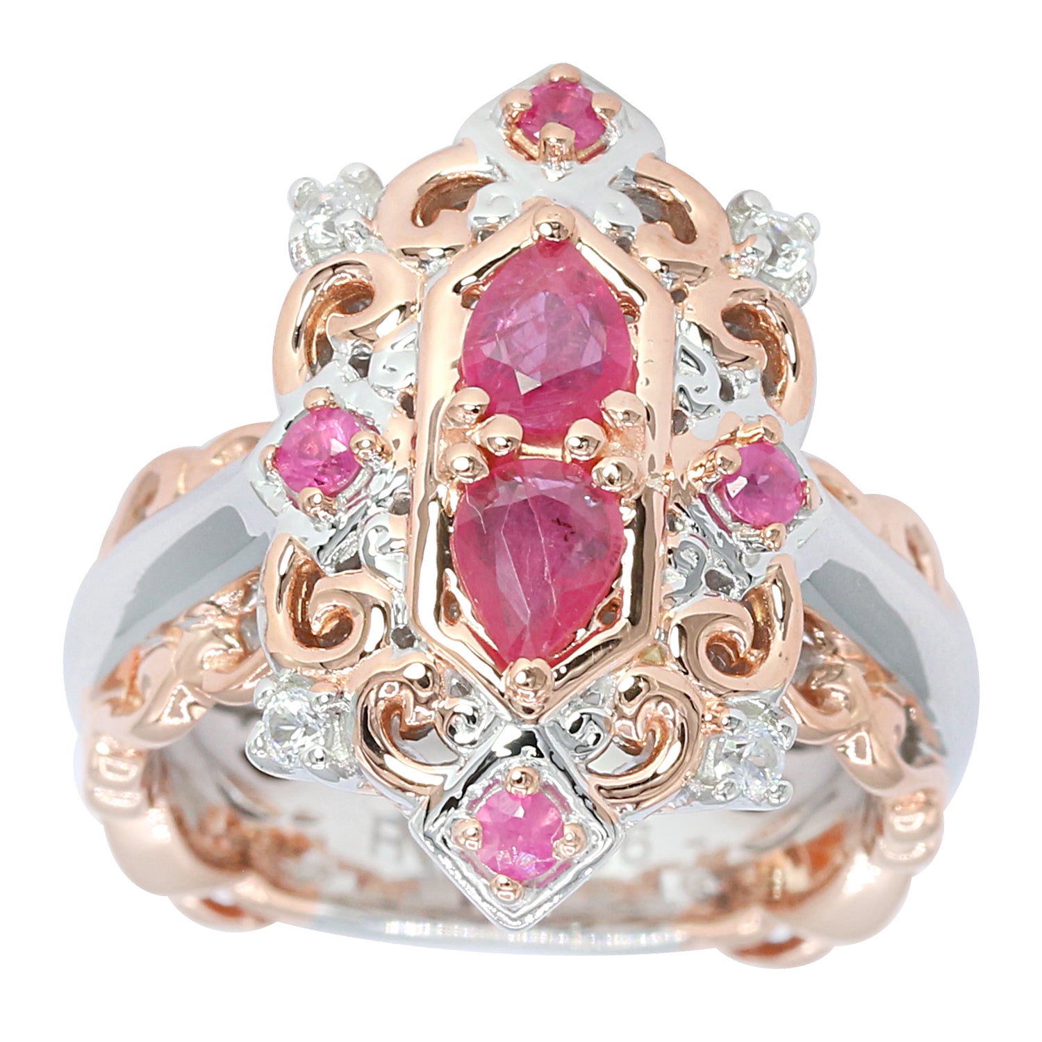 Gems en Vogue 0.76ctw Ruby & White Zircon Ring