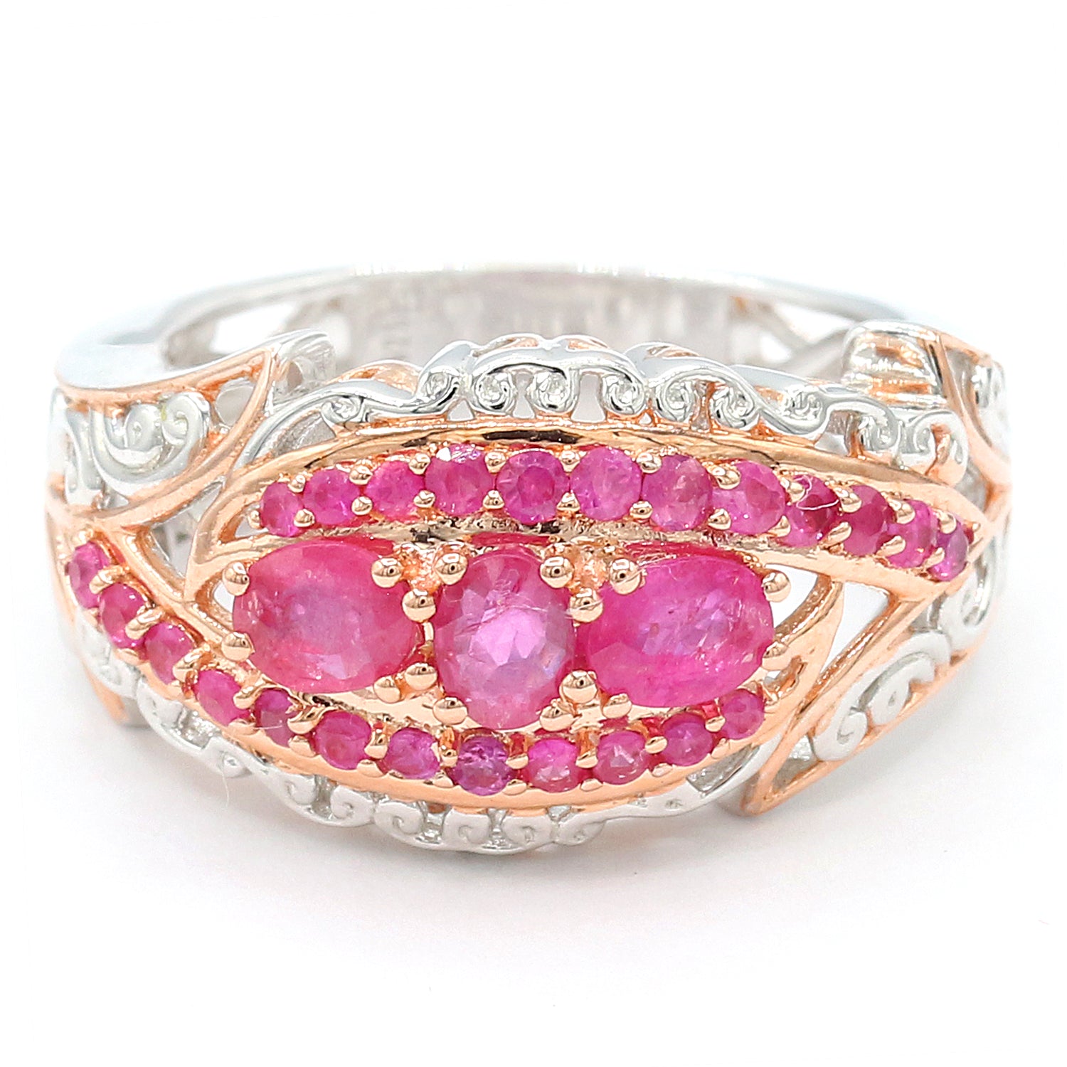 Gems en Vogue 1.19ctw Burmese Ruby Cluster Ring