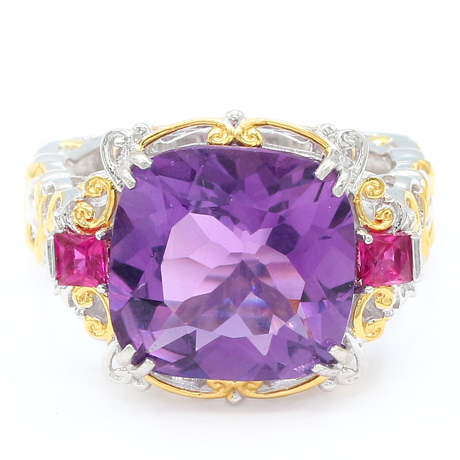 Gems en Vogue 11.28ctw Amethyst & Rubellite Ring