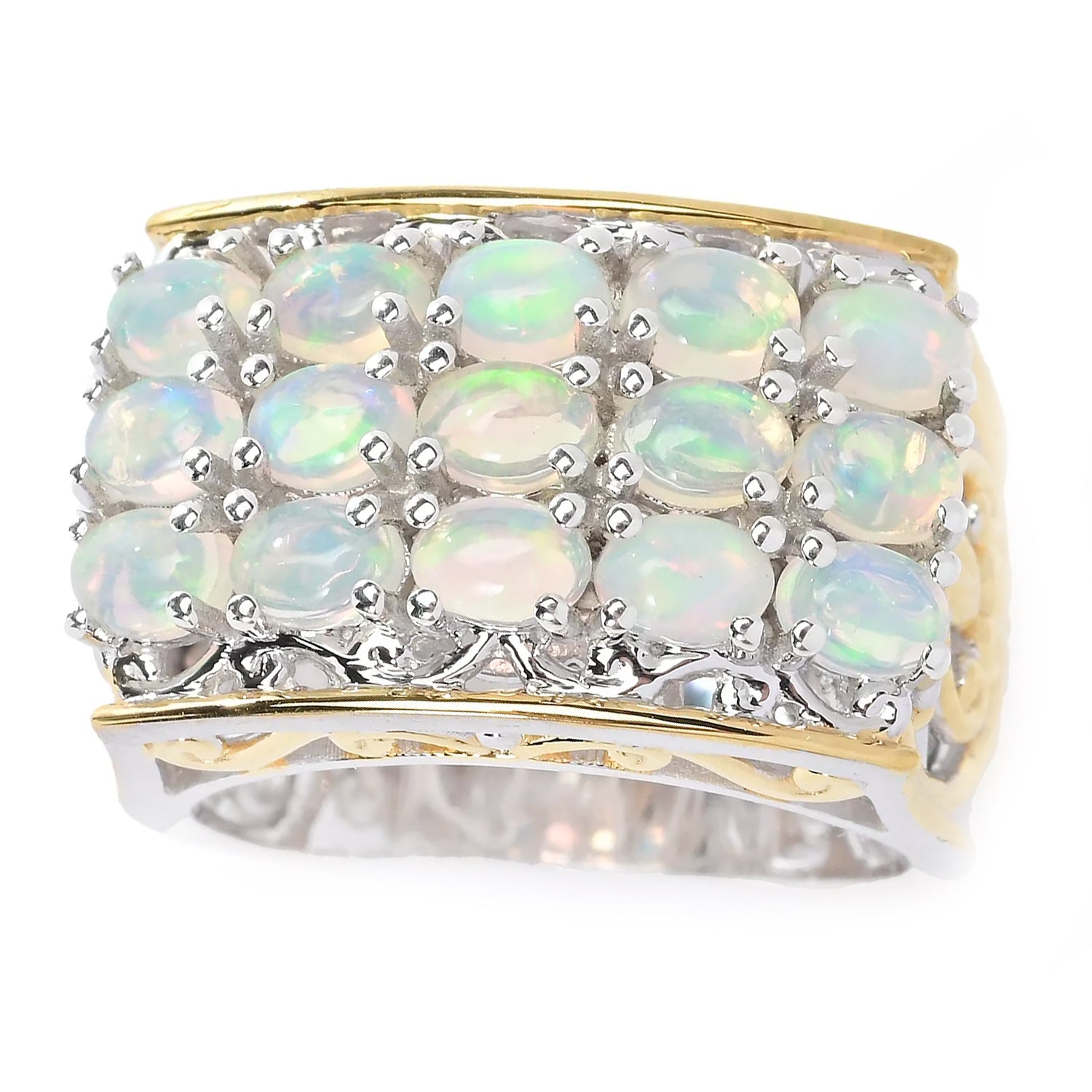 Gems en Vogue Ethiopian Opal Three Row Ring