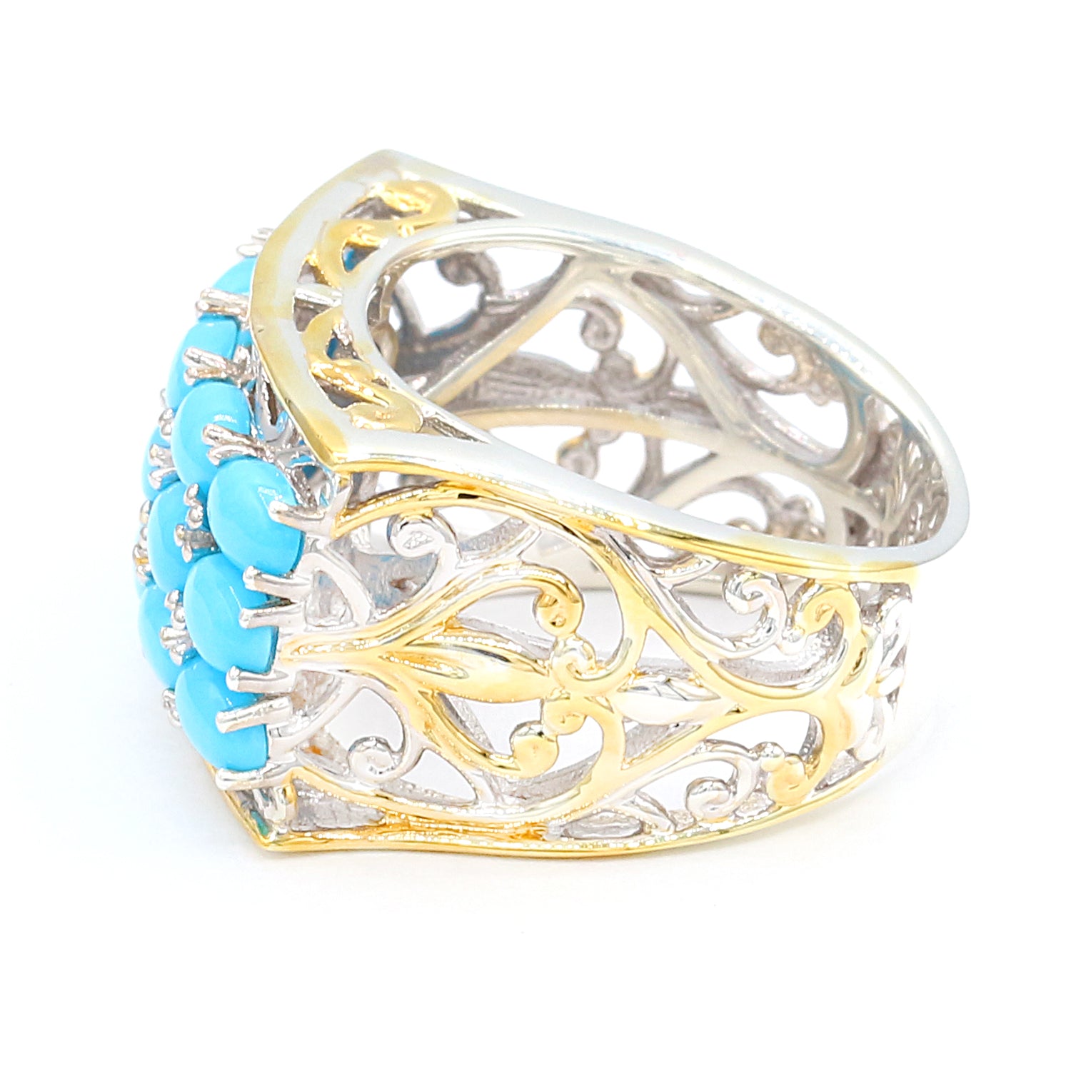 Gems en Vogue Sleeping Beauty Turquoise Three Row Ring