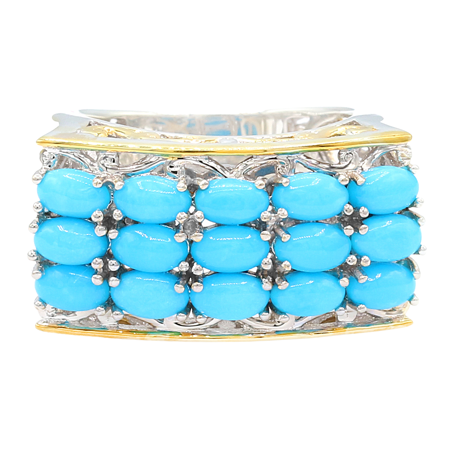 Gems en Vogue Sleeping Beauty Turquoise Three Row Ring