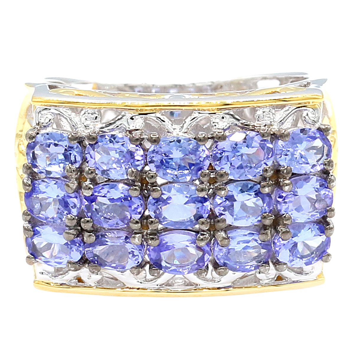 Gems en Vogue 2.01ctw Tanzanite Three Row Ring