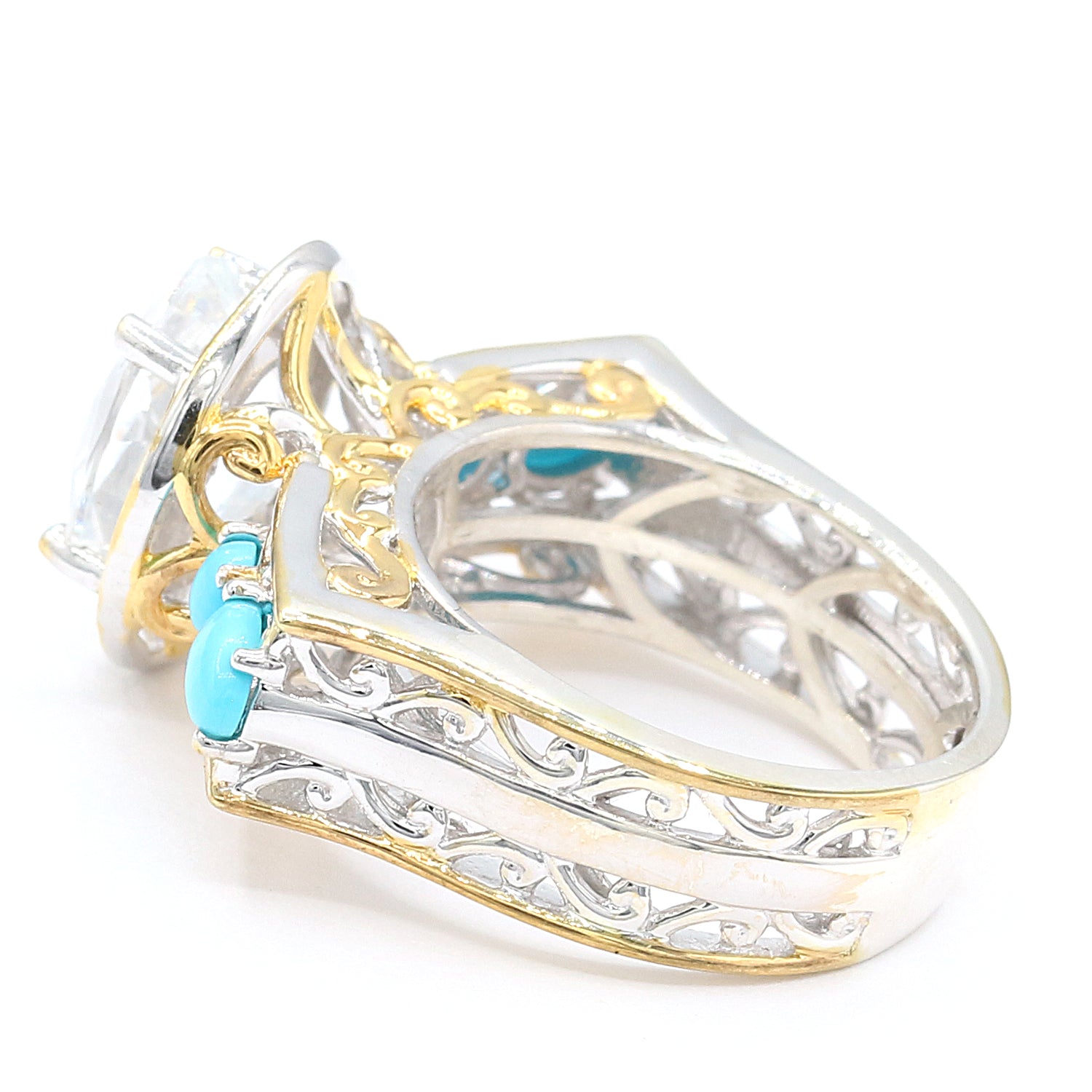 Gems en Vogue 3.60ctw White Topaz & Sleeping Beauty Turquoise Ring