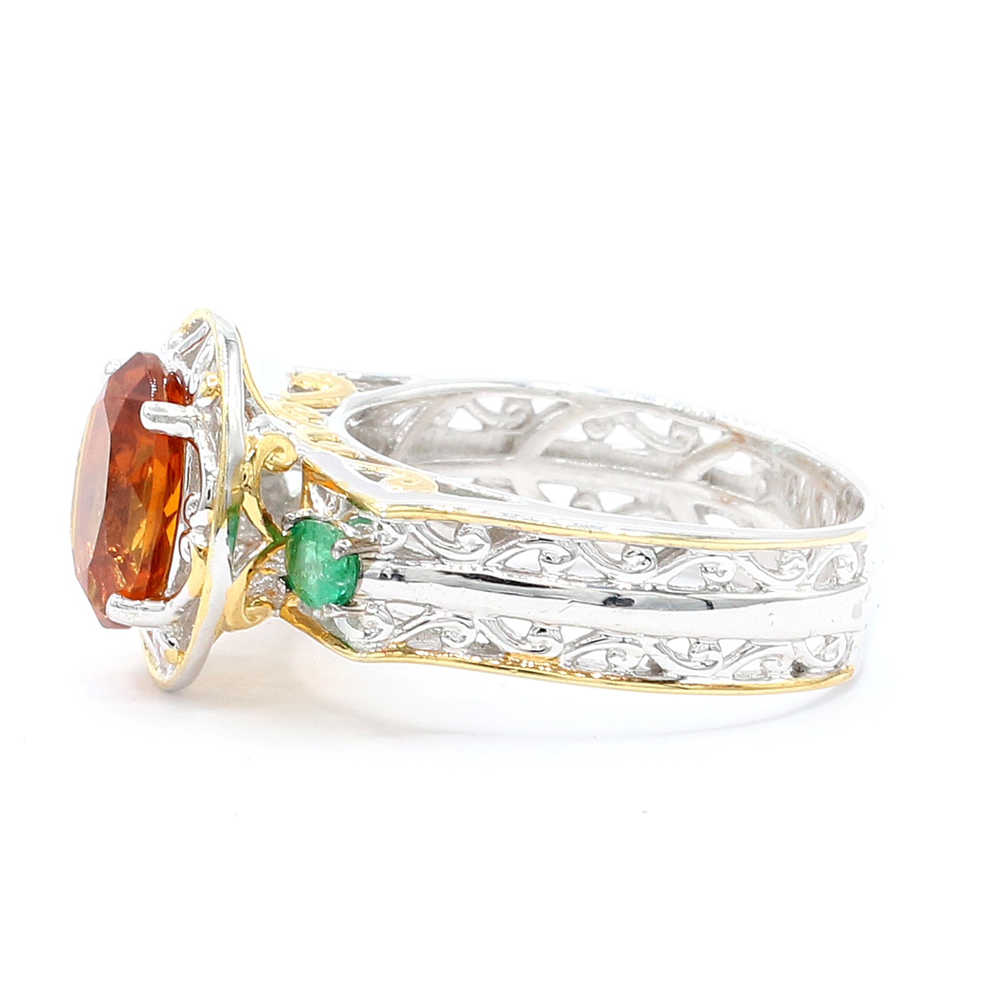 Gems en Vogue One-of-a-Kind 24K Palladium Silver 2.79ctw Madeira Citrine & Grizzly Emerald Ring