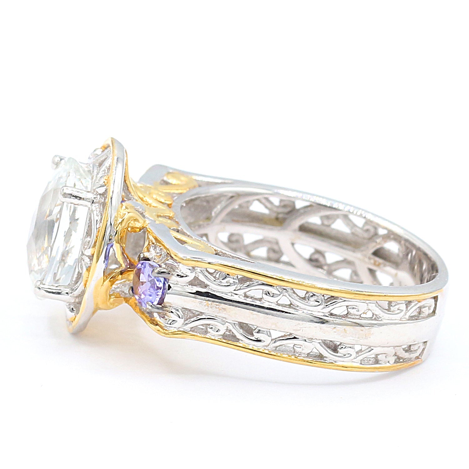 Gems en Vogue 3.51ctw White Topaz & Tanzanite Ring