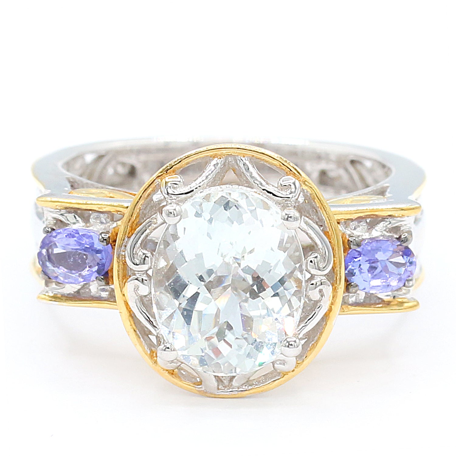 Gems en Vogue 3.51ctw White Topaz & Tanzanite Ring