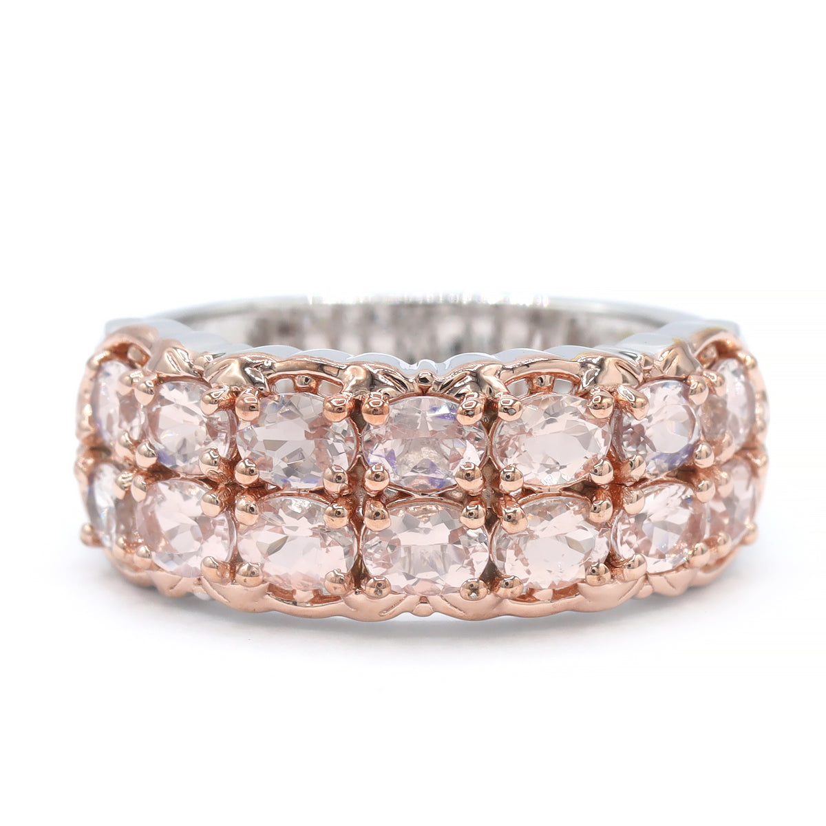 Gems en Vogue 18K Palladium Silver 2.10ctw Morganite Band Ring