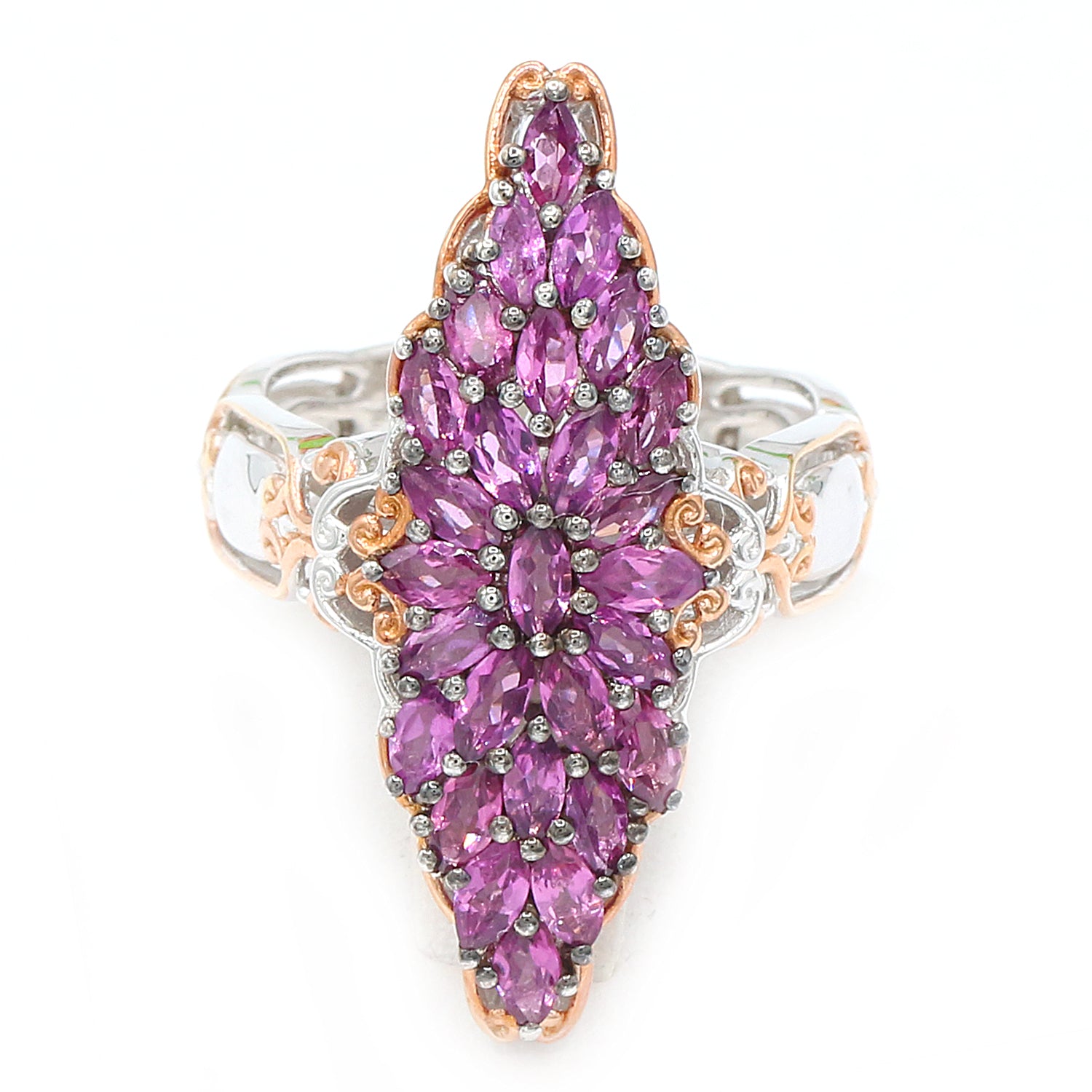 Gems en Vogue 3.05ctw Color Change Purple Garnet Cluster Ring