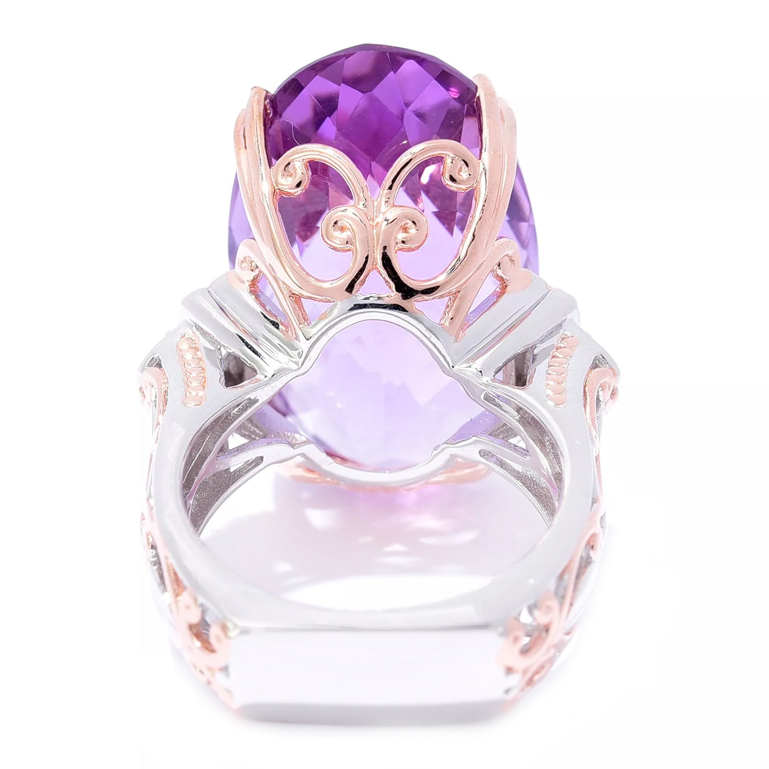 Gems en Vogue 24.80ctw Pink Amethyst & White Zircon Honker Ring