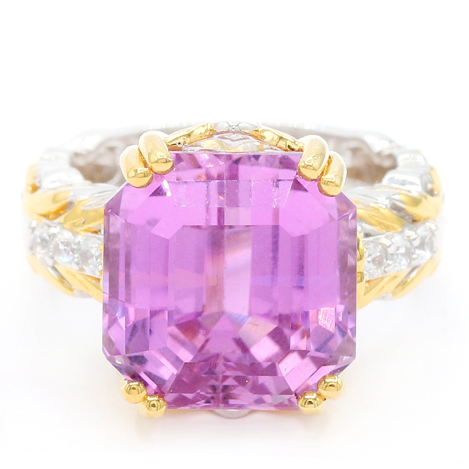 Limited Edition Gems en Vogue Luxe, One-of-a-Kind 17.10ctw Kunzite & White Zircon Ring