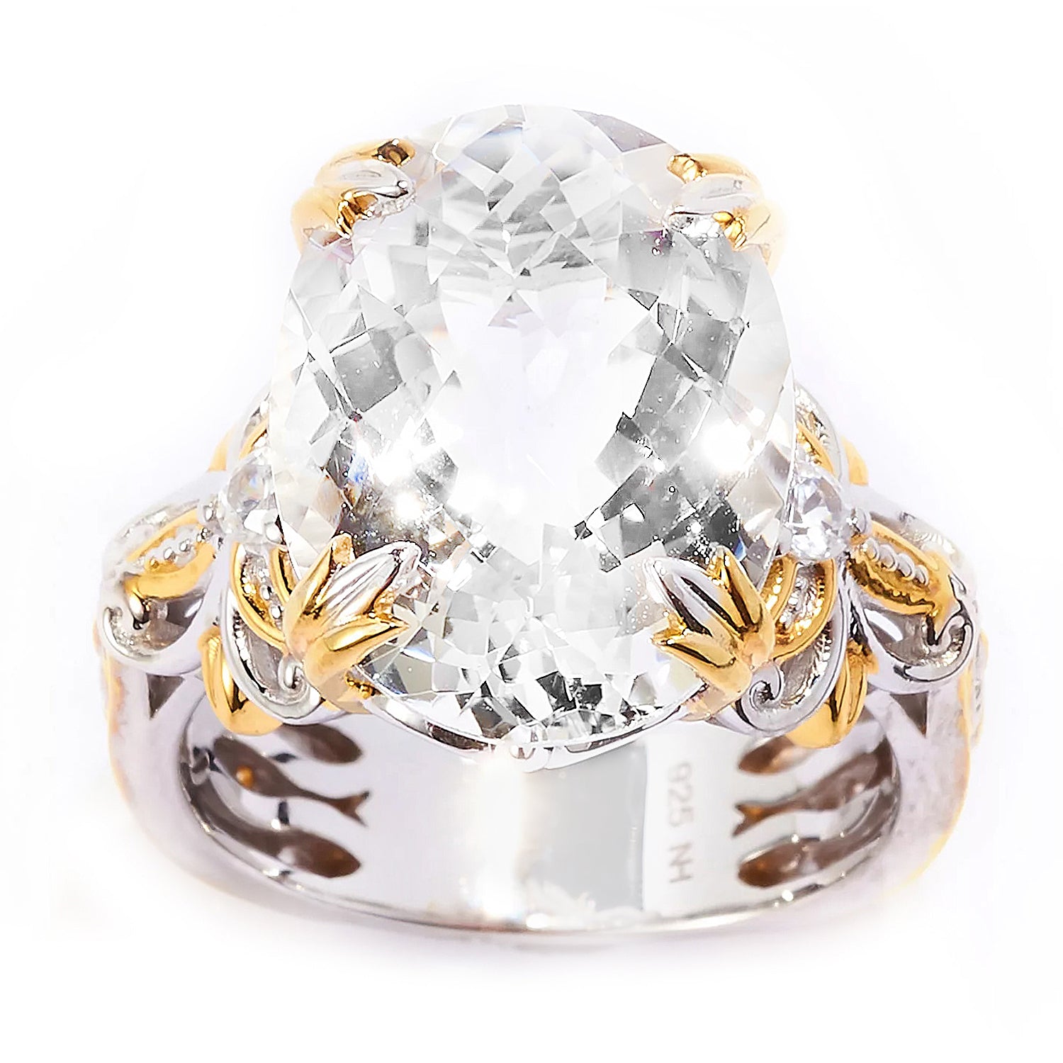 Gems en Vogue 8.08ctw Clear Quartz & White Zircon Ring