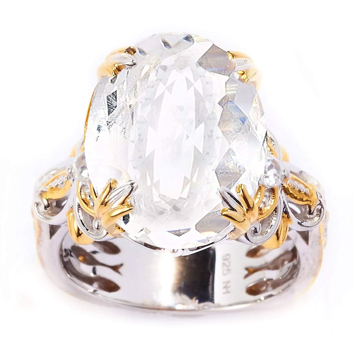 Gems en Vogue 8.08ctw Clear Quartz & White Zircon Ring