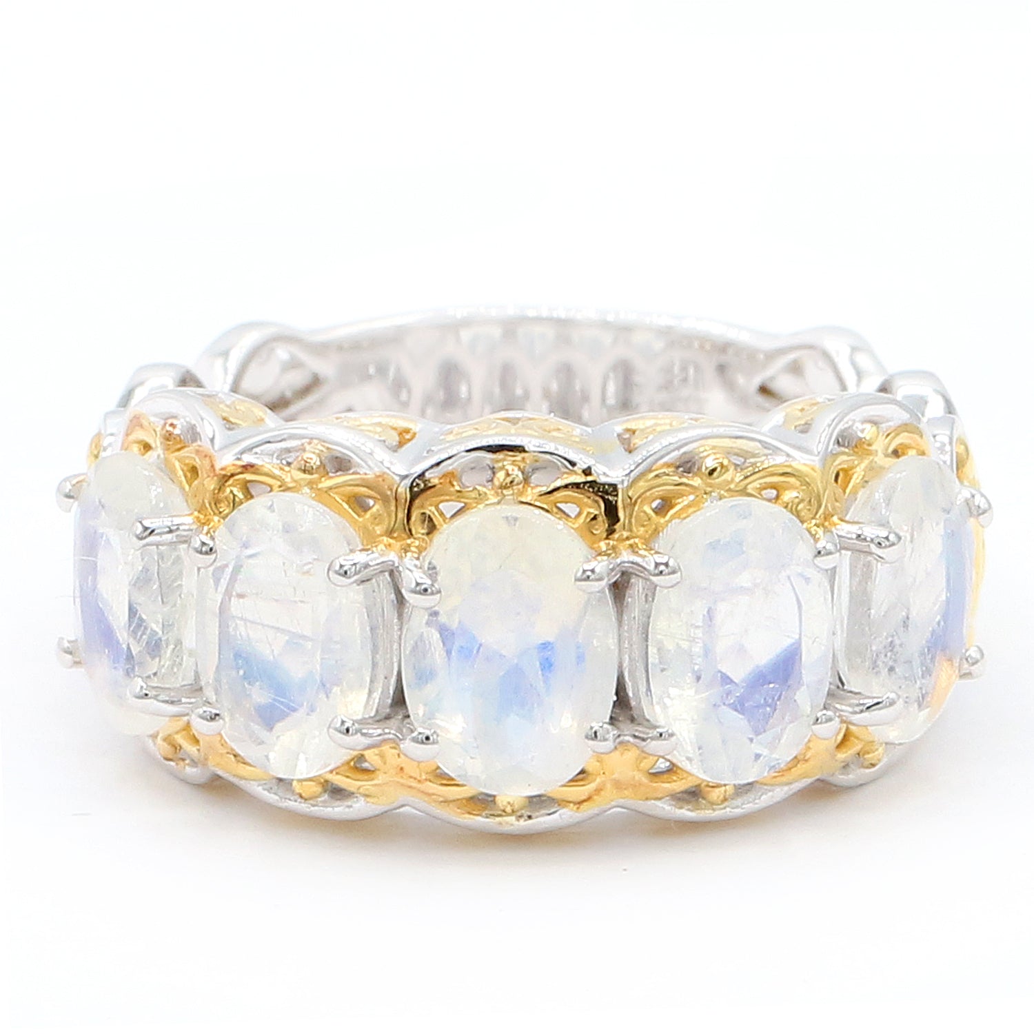 Gems en Vogue 4.75ctw White Moonstone Five Stone Ring