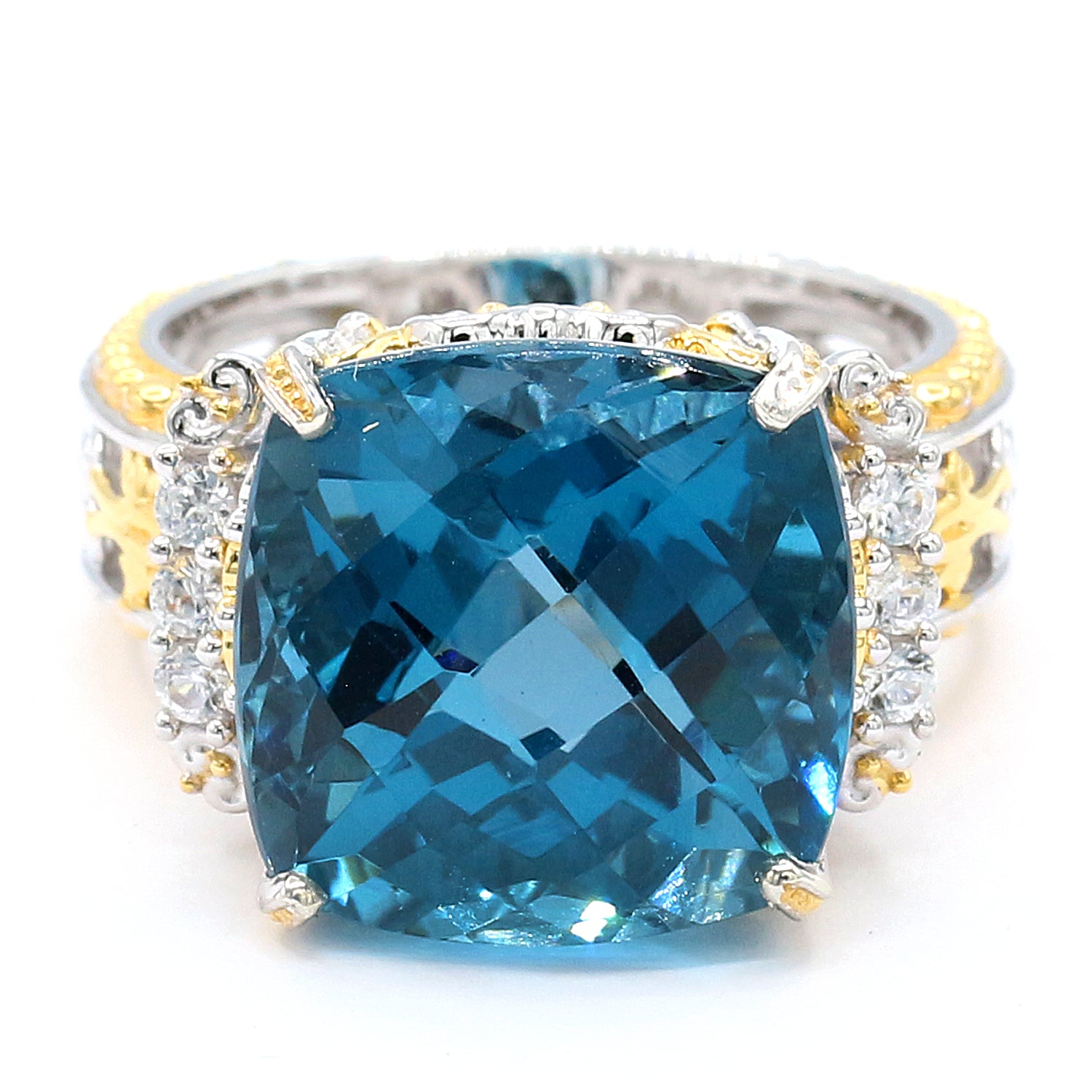 Limited Edition Gems en Vogue One-of-a-Kind 20.03ctw London Blue Topaz & White Zircon Ring