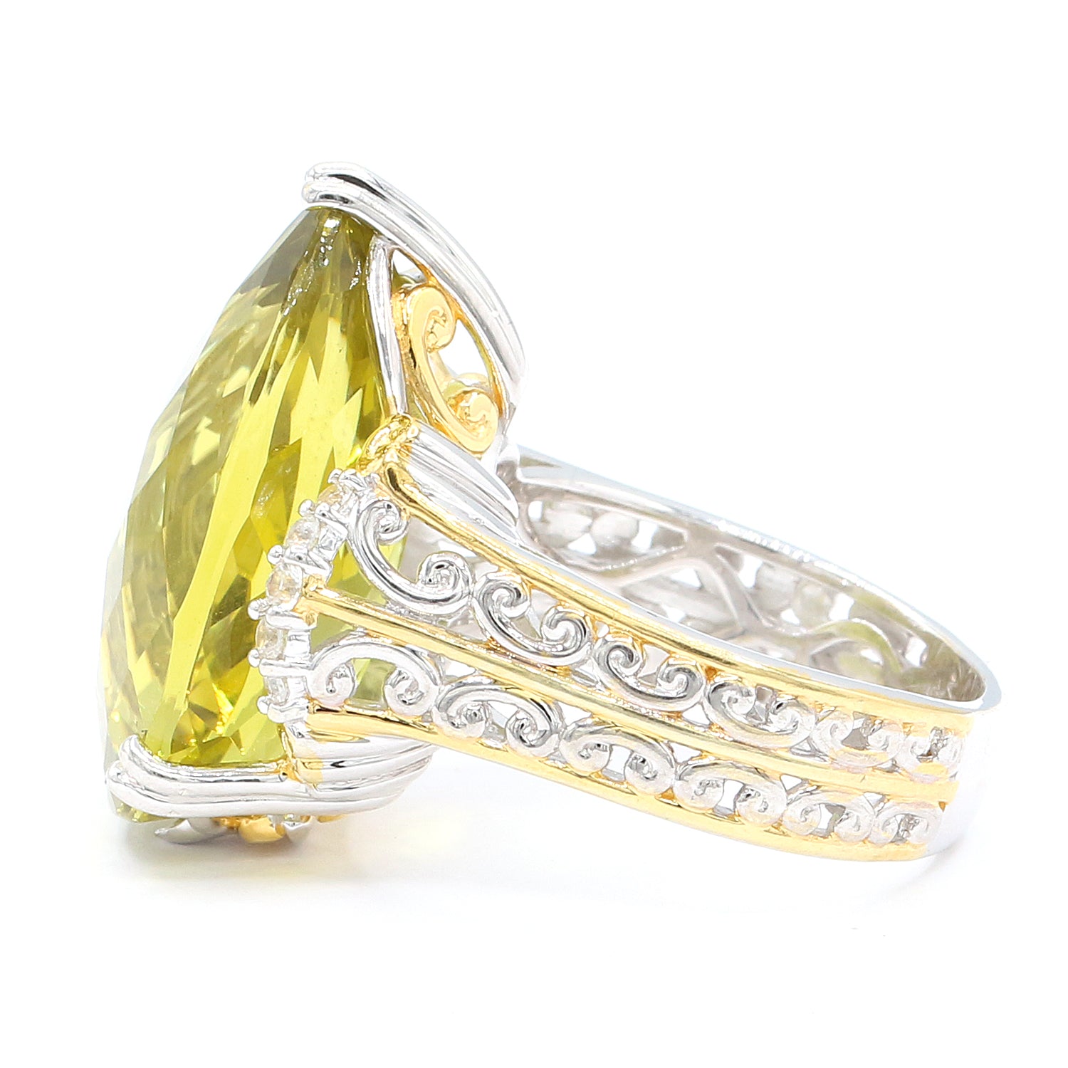 Gems en Vogue 16.46ctw Ouro Verde & White Zircon Ring