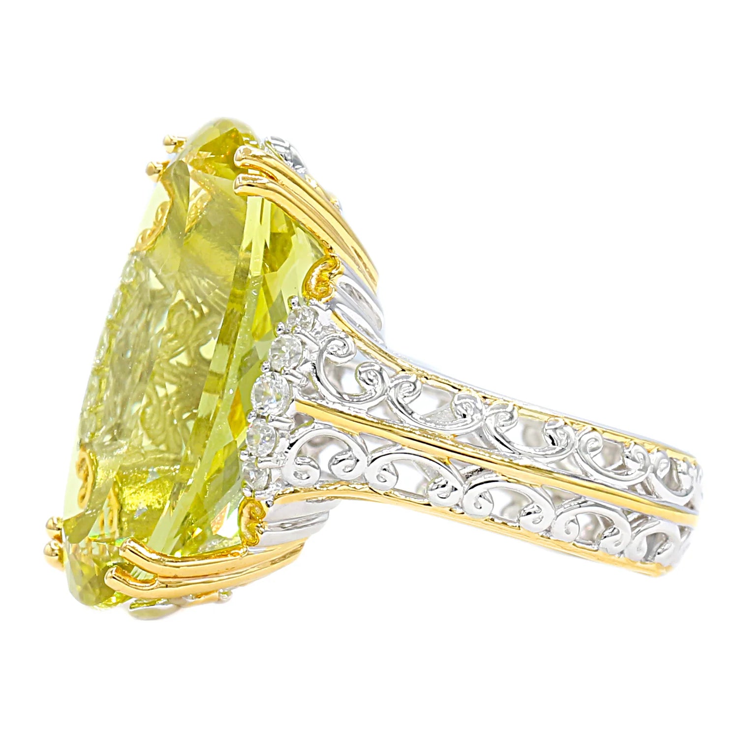 Gems en Vogue 14.34ctw Ouro Verde & White Zircon Ring