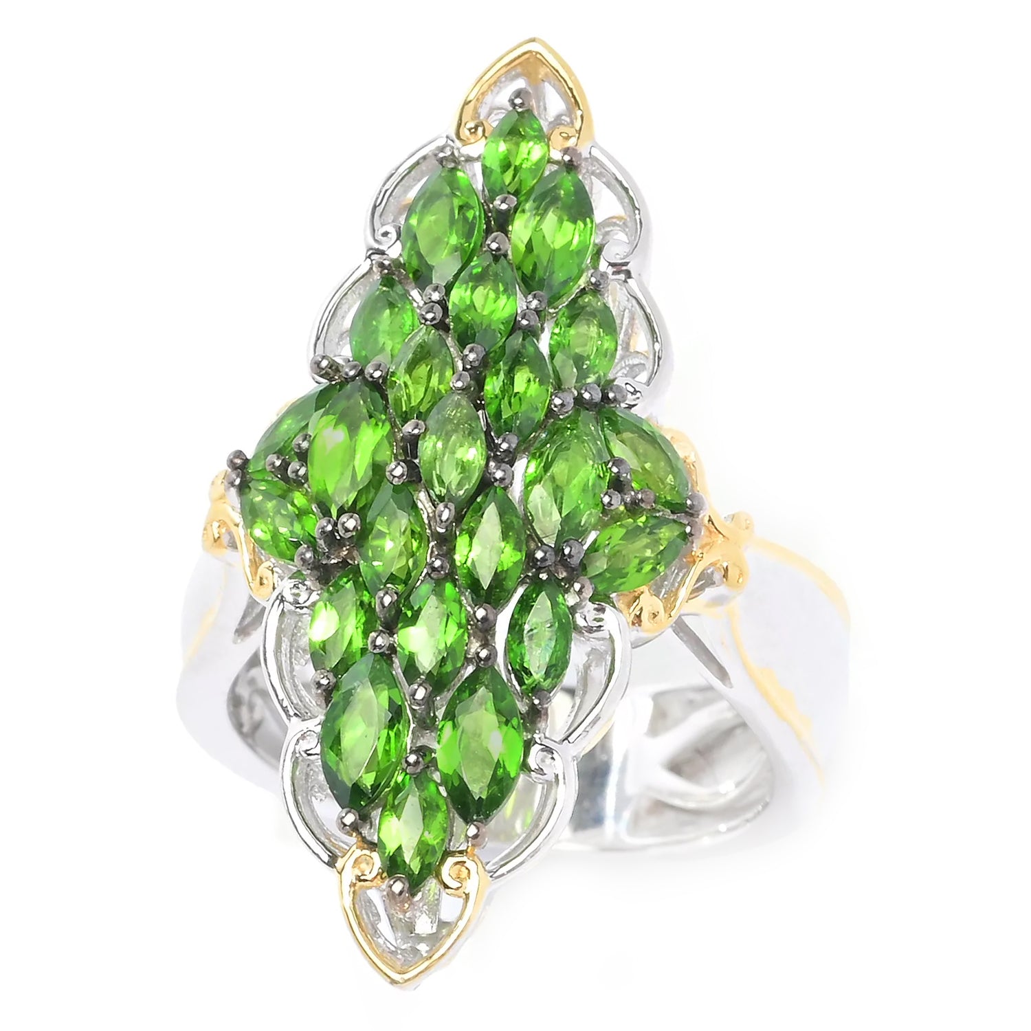 Gems en Vogue 2.49ctw Chrome Diopside Cluster Ring